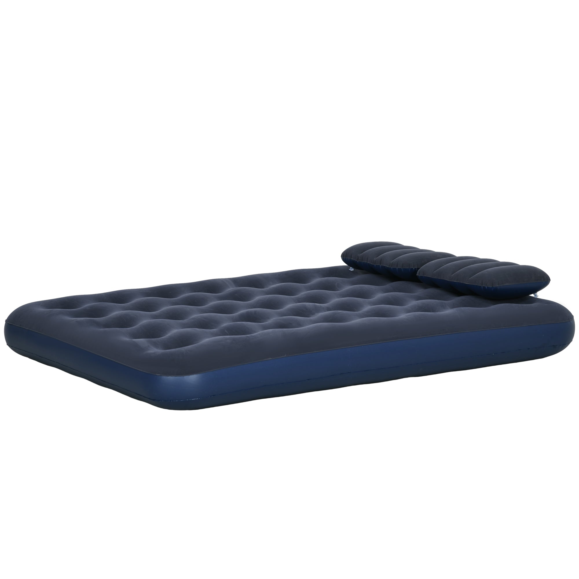 Luftmadras Til 2 Personer, Med Håndpumpe, Blød Og Robust, 203x152x22cm, Blå Black Friday Aosom Tilbud