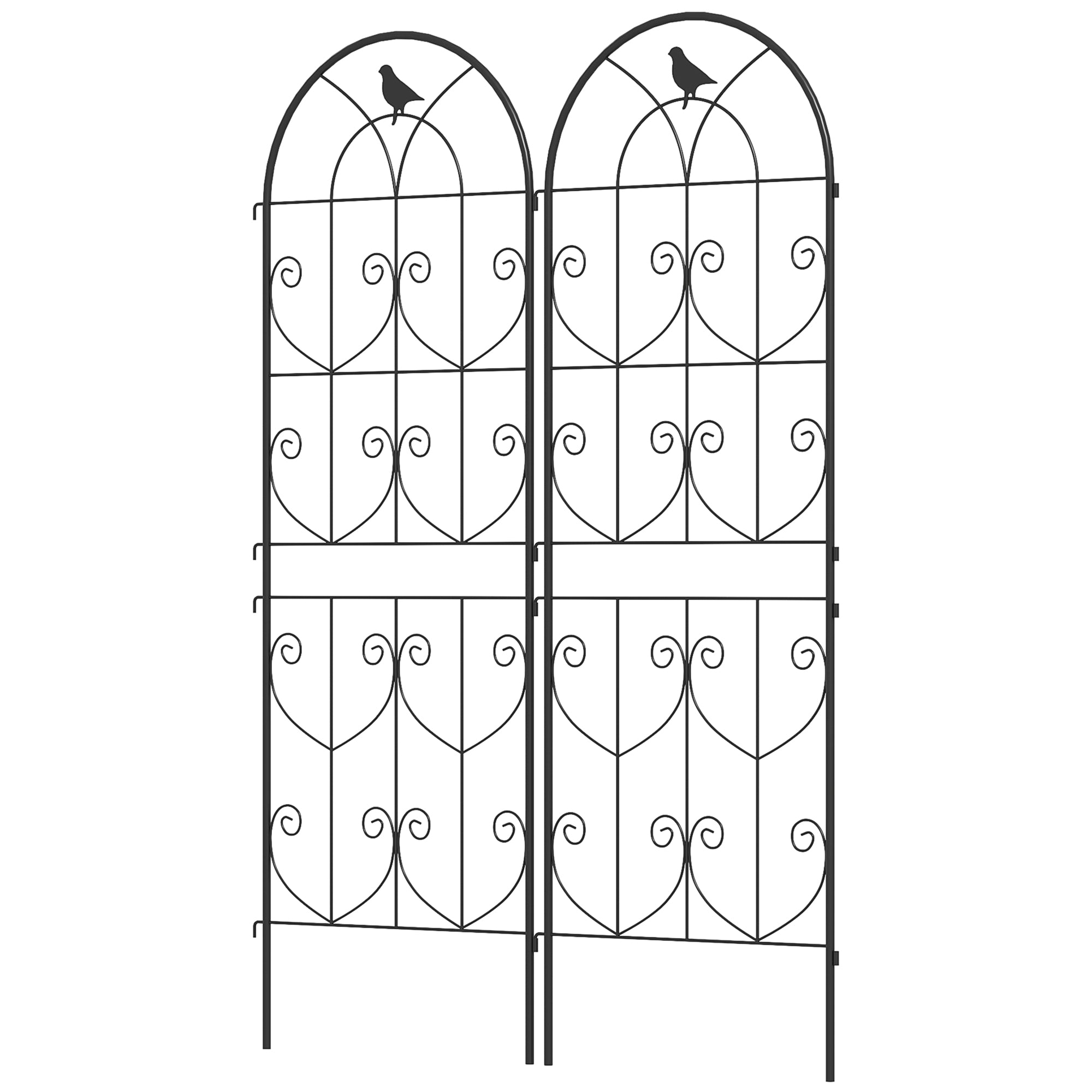 Espalier Til Klatreplanter Med Fugle, 2 Pak, Haveespalier Til Grøntsager, Slyngplanter, Blomster, Metal, 50 X 150 Cm, Sort Black Friday Aosom Tilbud