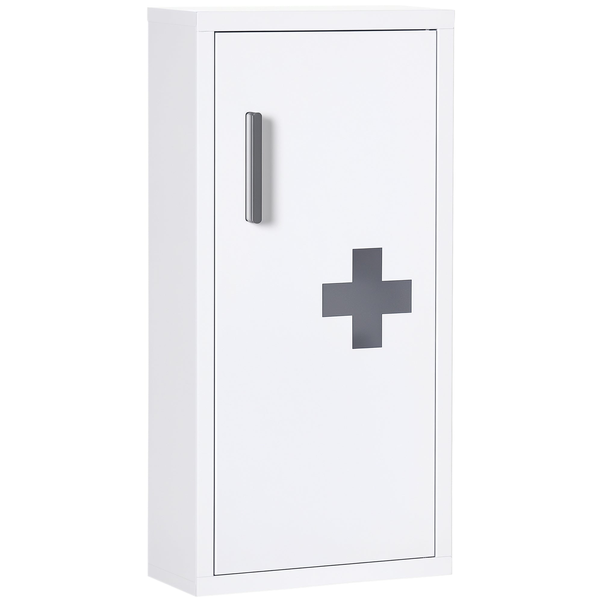 Medicinskab, 3 Indvendige Rum, Magnetisk Lukning, Korssymbol, Stålkabinet, Hvid, 30 X 12 X 60 Cm Black Friday Aosom Tilbud