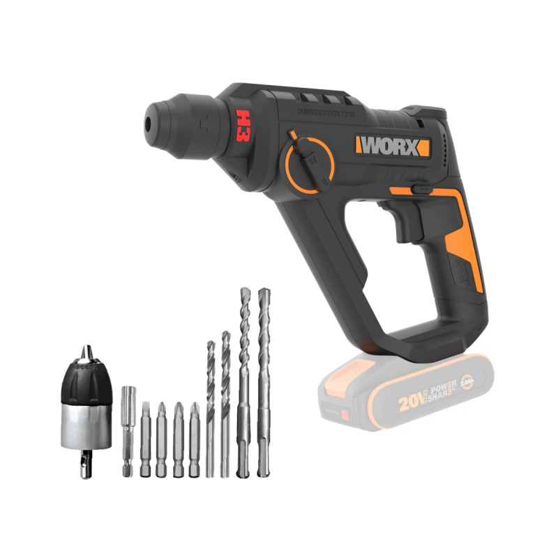 20v Powershare H3 Borehammer     Solo     Wx391.9 Black Friday Worx Tilbud