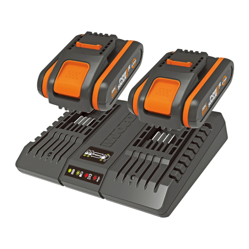 20v Startsæt     2 X 2,0 Ah Batteri + Dobbeltlader     Wa3610 Black Friday Worx Tilbud
