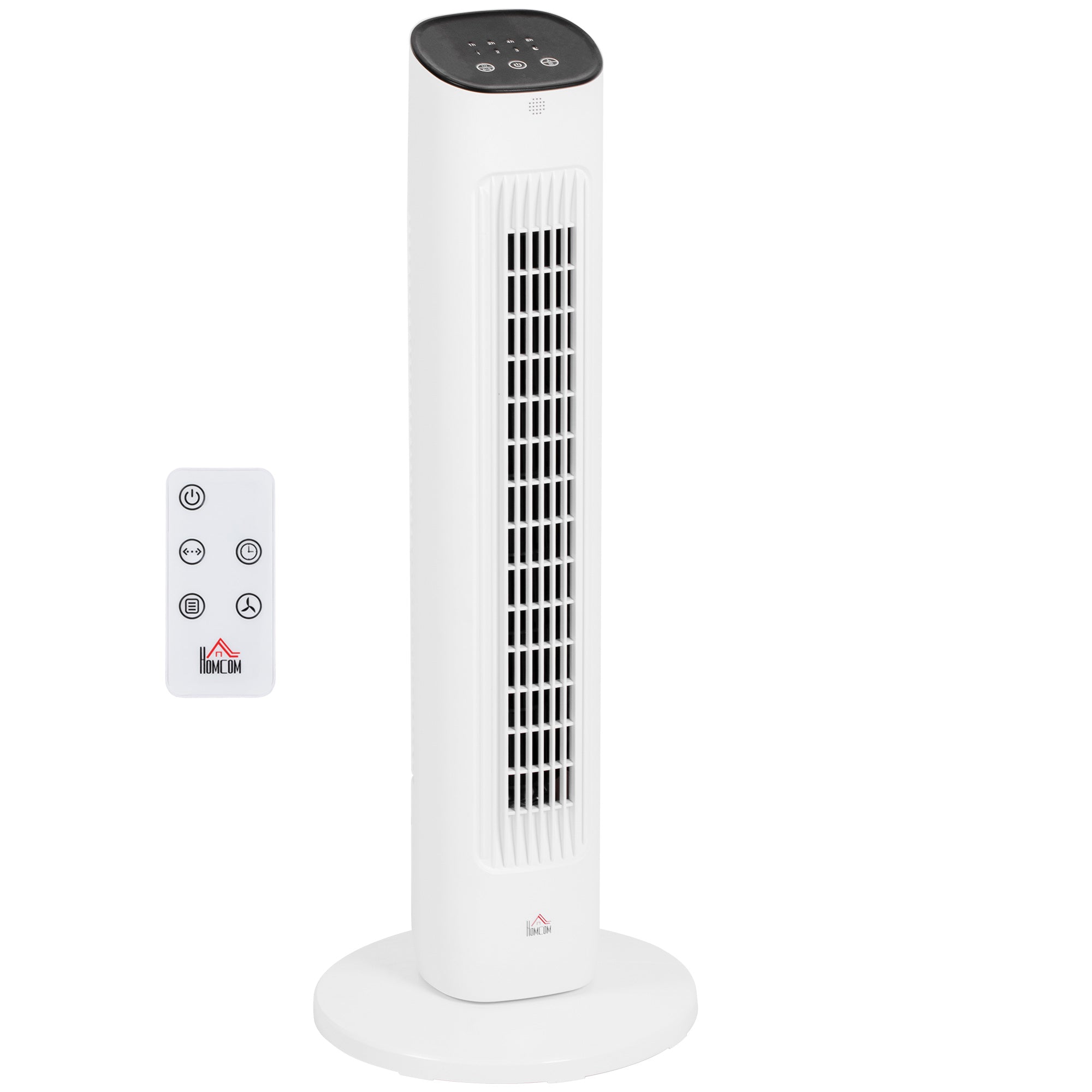 85â° Oscillerende Tårnventilator Med Fjernbetjening, 3 Hastigheder, 2 Tilstande, Timer, Led Display, 30x30x78 Cm, Hvid Black Friday Aosom Tilbud