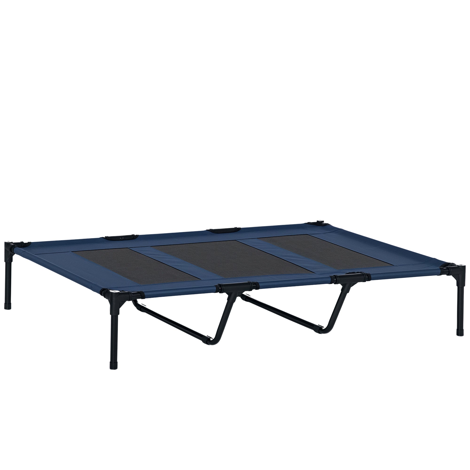 Sammenklappelig Hundeseng, Udendørs Hundeseng, Hævet Stativ, 122 Cm X 92 Cm X 23 Cm, Blå + Sort Black Friday Aosom Tilbud