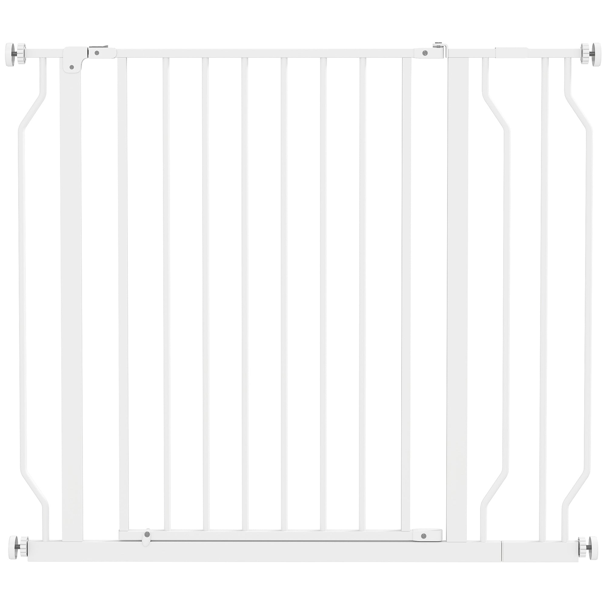 Hundesikkerhedsgitter, Barrieregitter, Tovejsåbning, Vægbeslag Med Trykknapper, Justerbar Fra 75 Cm Til 95 Cm, Hvid Black Friday Aosom Tilbud
