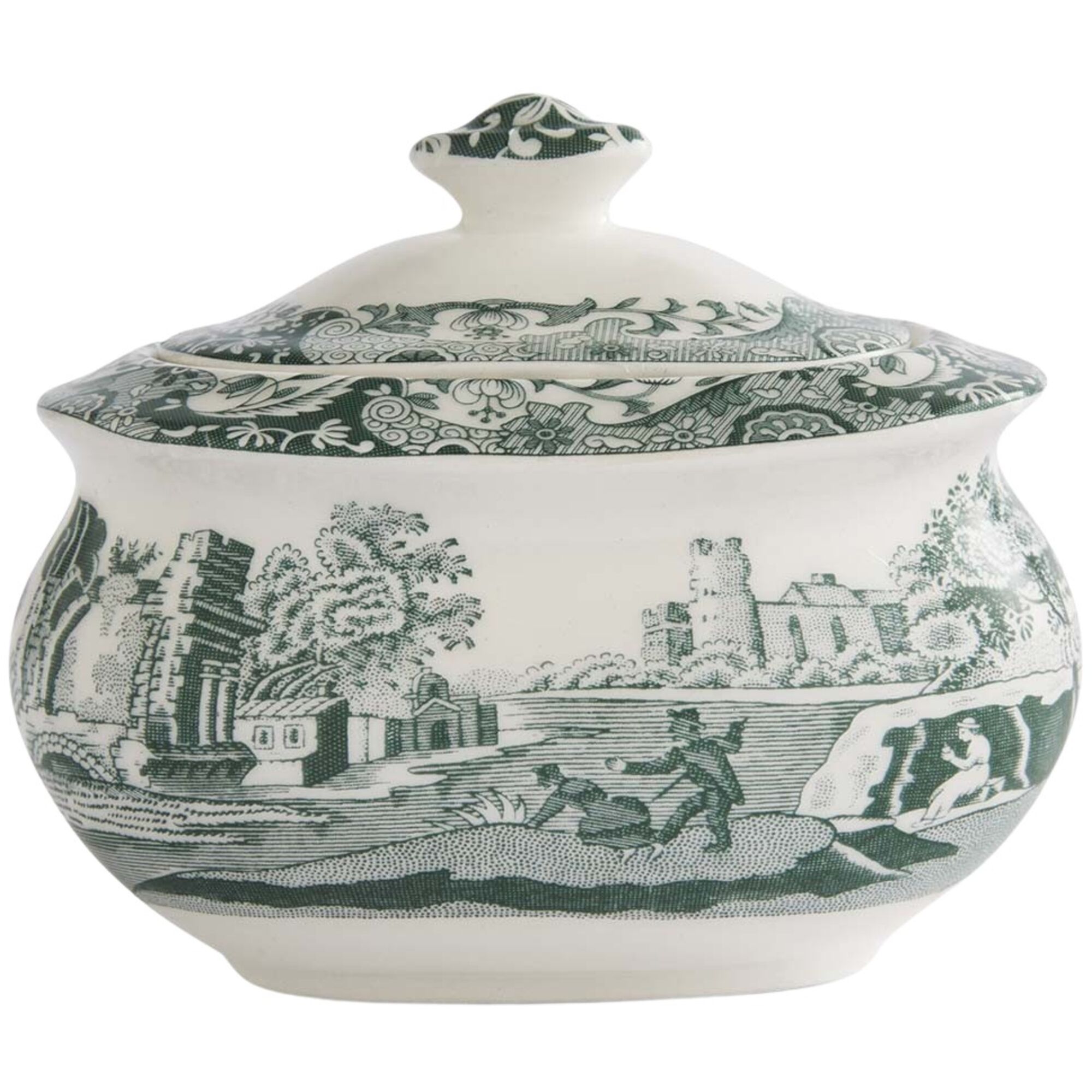 Heritage Green Italian Sukkerskål Med Låg 25 Cl, Grøn Hvid Black Friday Spode Tilbud