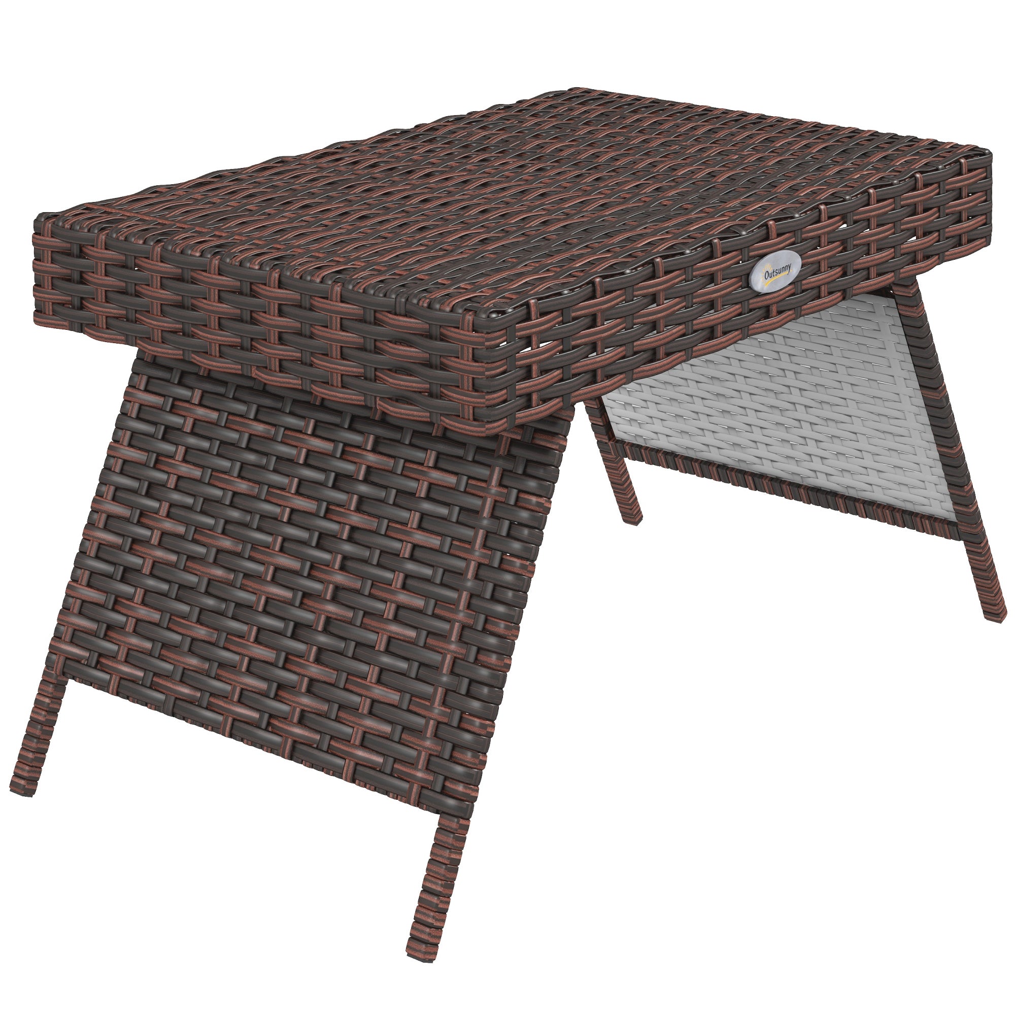 Havebord, Udendørs Sofabord, Udendørs Sidebord, Pe Rattan, Vejrbestandig, 60 Cm X 41 Cm X 41 Cm, Brun Black Friday Aosom Tilbud