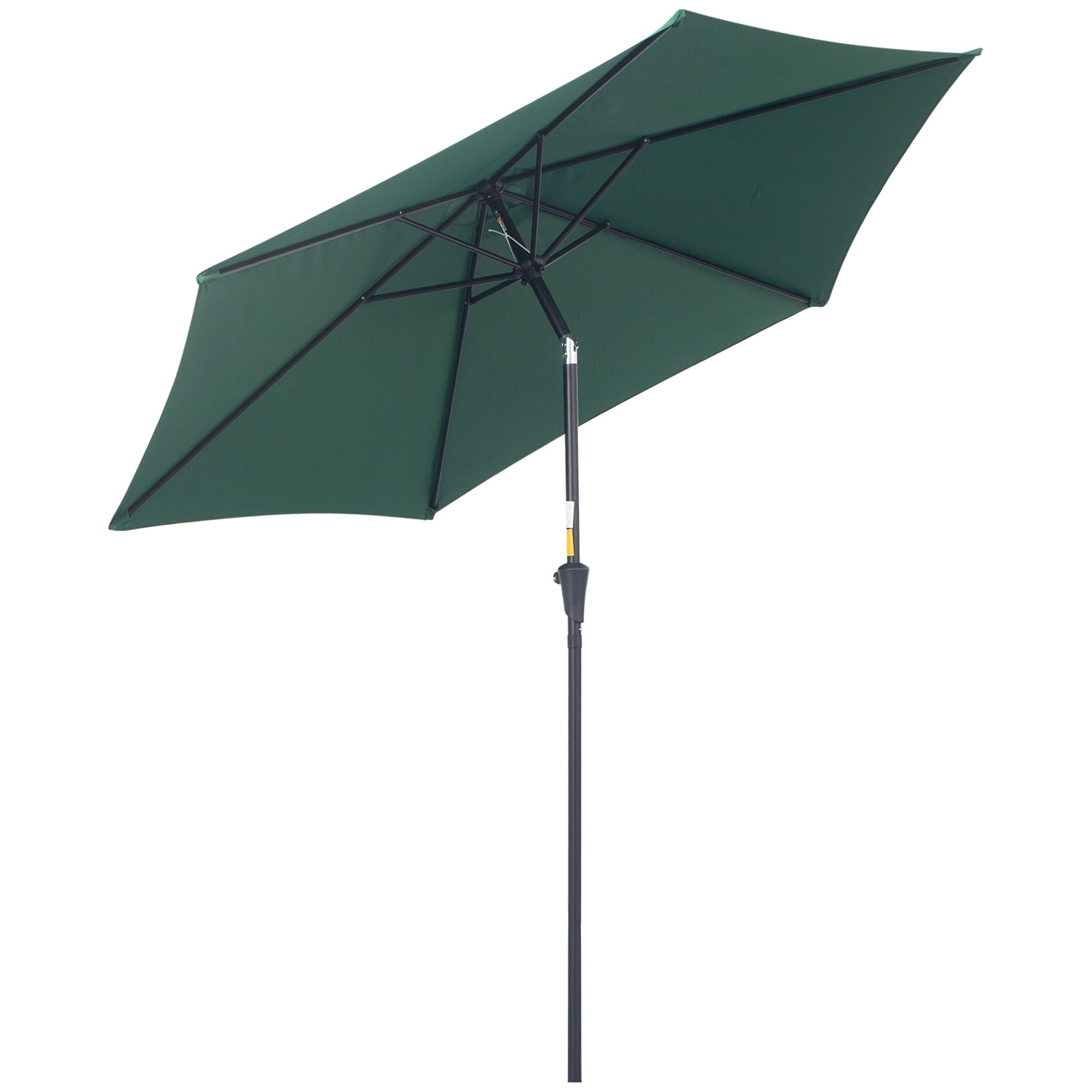 Sammenklappelig Parasol, Haveparasol, Markedsparasol Med Håndsving, Aluminium, 180 Cm, Polyester, Mørkegrøn, ø2,6 X 2,35 M Black Friday Aosom Tilbud
