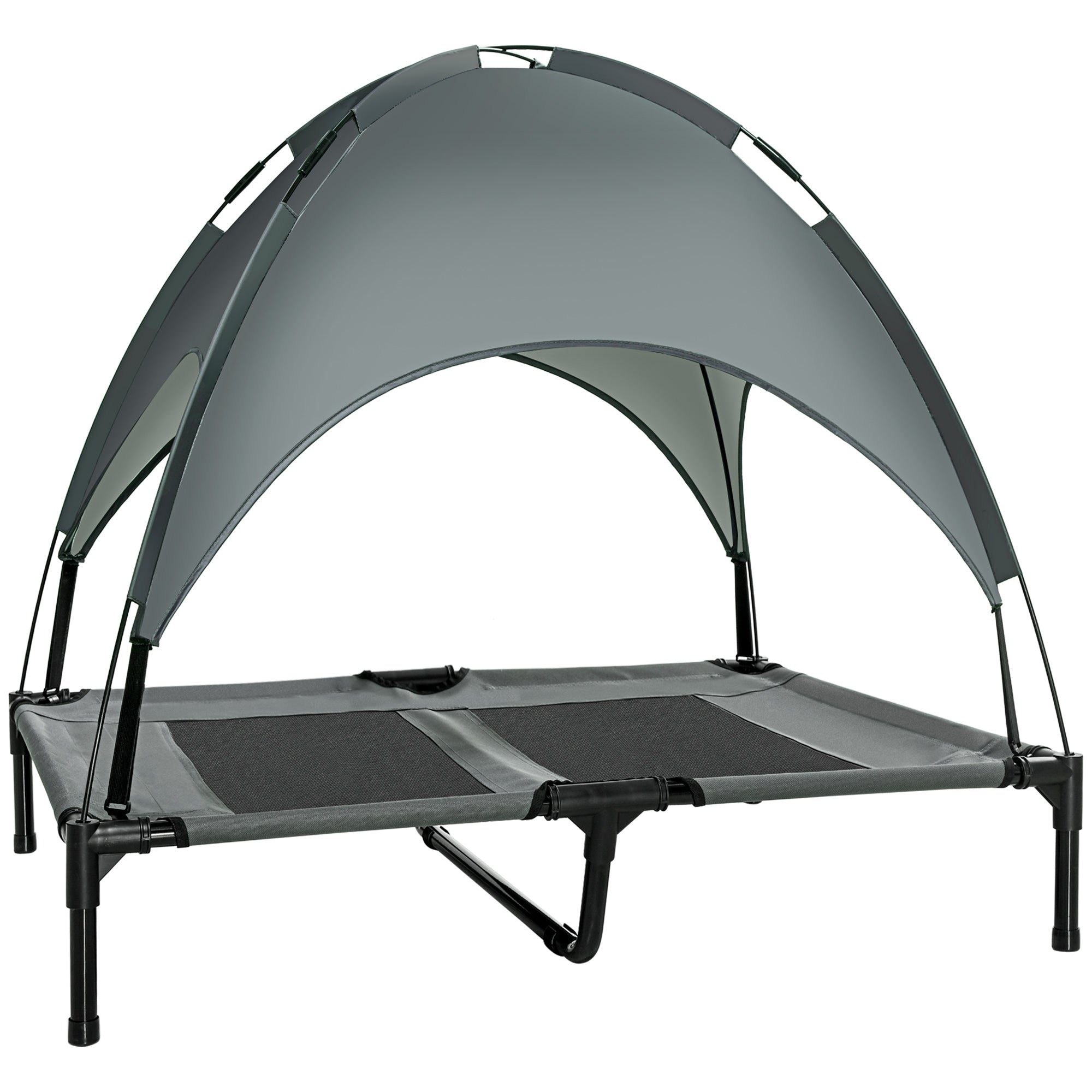 Forhøjet Hundeseng Med Baldakin, Kæledyrsseng, Udendørs Hundeseng Med Tag, åndbar, Taffetastof Til Camping, Grå, 92 X 76 X 90 Cm Black Friday Aosom Tilbud
