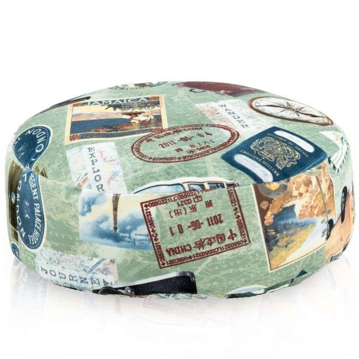 Round Footstool Pouffe   Premium Printed Fabric, 27237 Black Friday Italpouf Tilbud