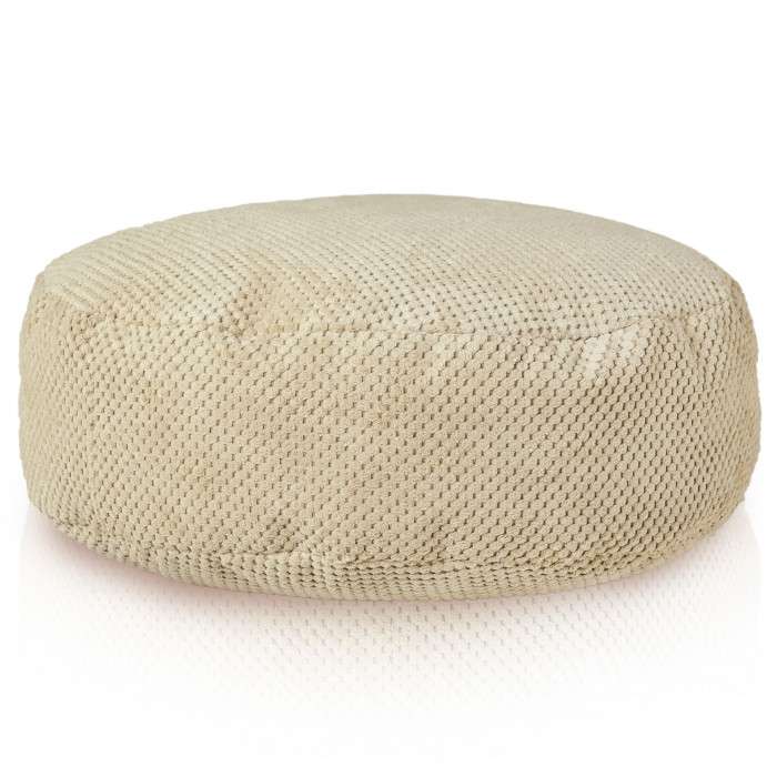 Round Footstool Pouffe   Dot Textured Velvet, 27385 Black Friday Italpouf Tilbud