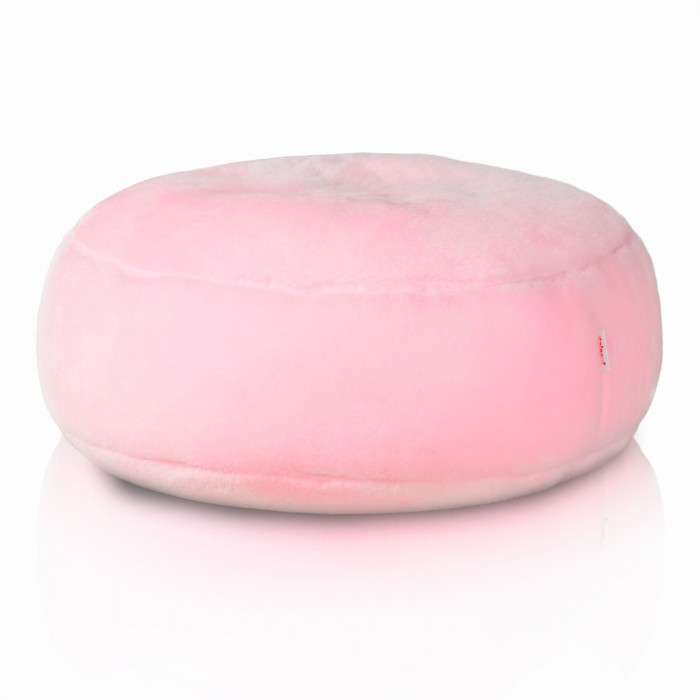 Round Footstool Pouffe   Yeti Faux Fur, Pink Black Friday Italpouf Tilbud