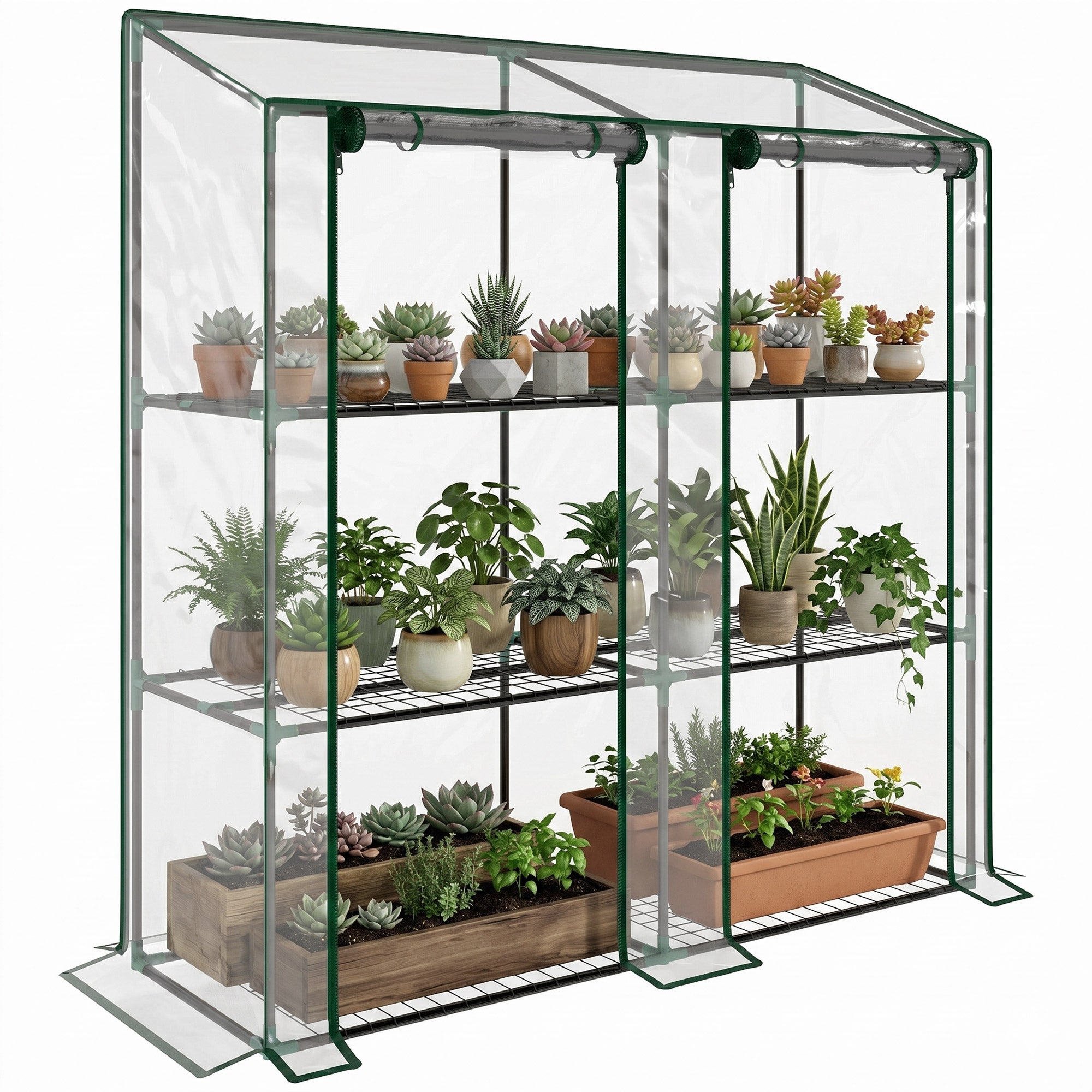 Drivhus, Hylder, Dobbeltdøre, 143 X 46 X 151 Cm, Transparent Black Friday Arkswift Tilbud