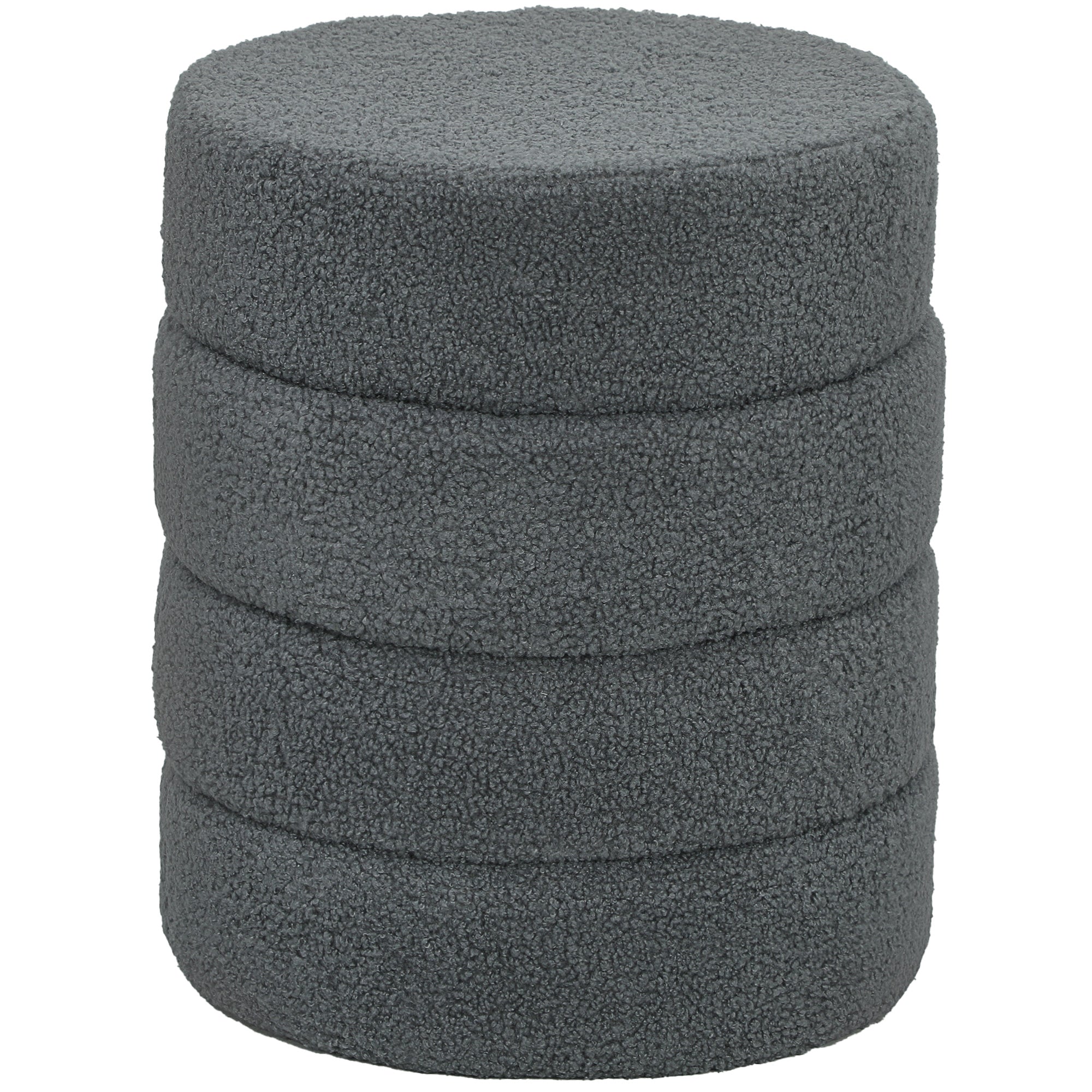Skammel, Rund, Teddy Fleece, Op Til 120 Kg, ø40x45h Cm, Mørkegrå Black Friday Arkswift Tilbud