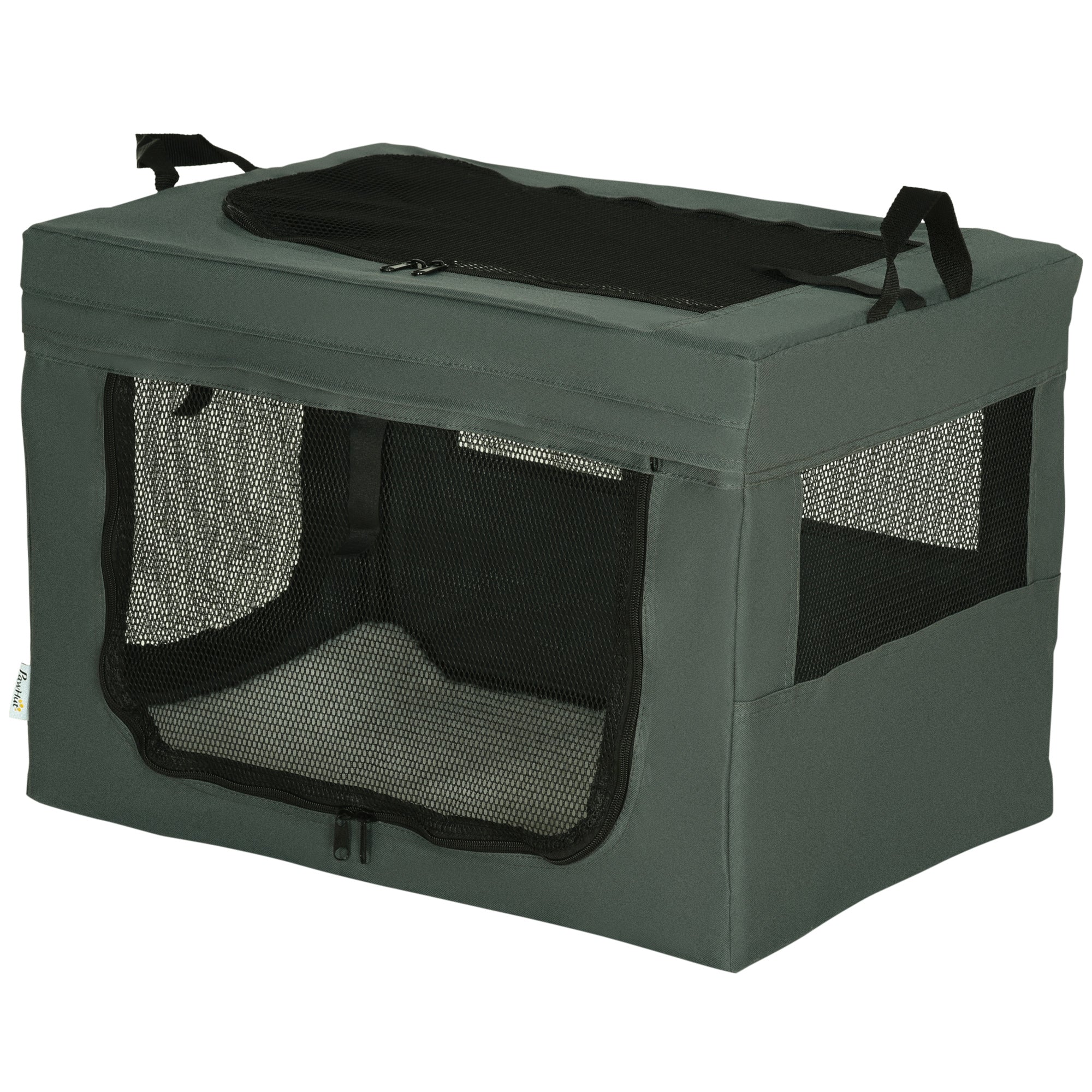 Transportkasse, Foldbar, 3 Indgange, Indvendig Hynde, Til Hunde Og Katte Op Til 4 Kg 40 Cm, Grå Black Friday Aosom Tilbud