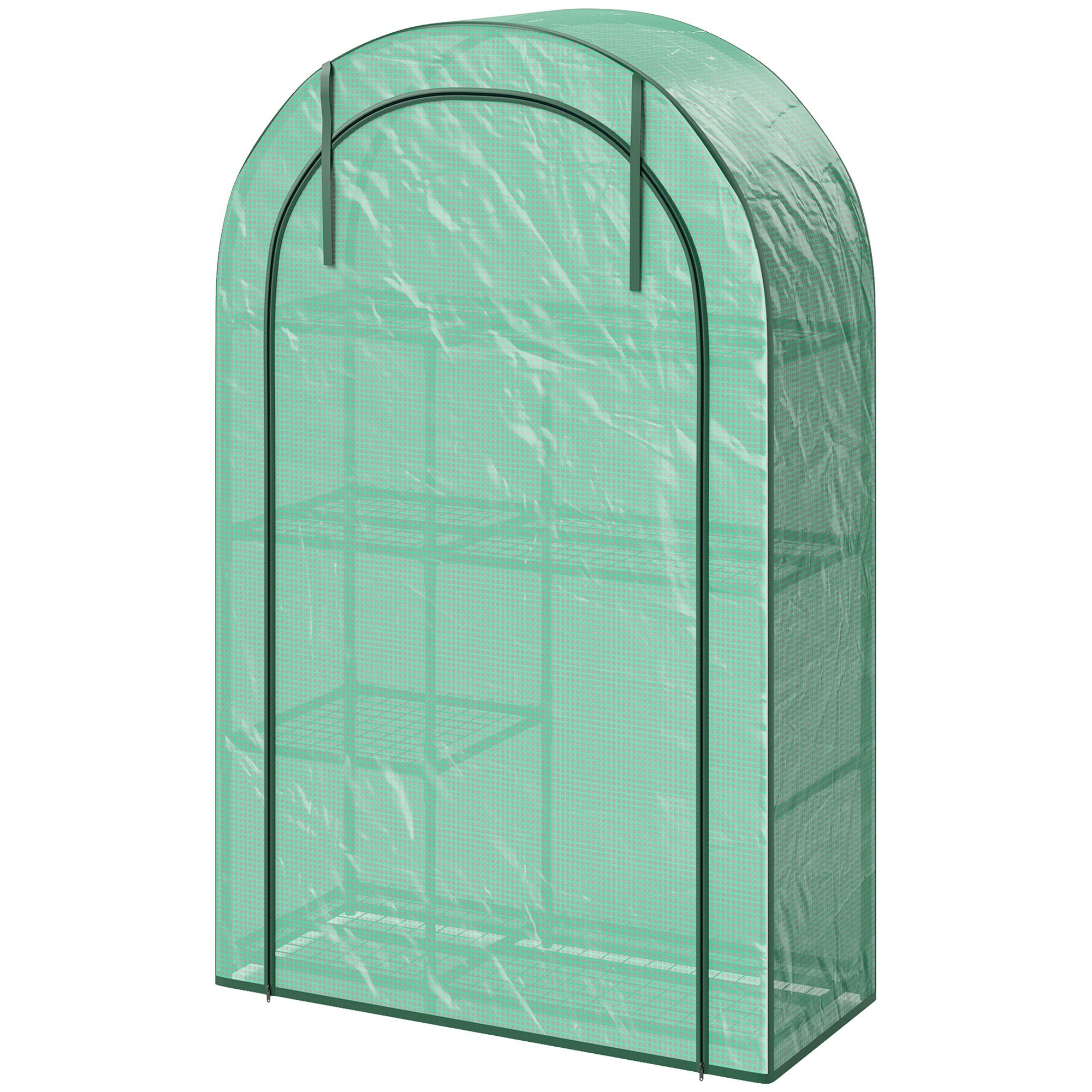 Mini Drivhus, 4 Etagers Drivhus Med Plastdæksel, Bærbart, Rulleport, 100 X 45 X 160 Cm, Grøn Black Friday Aosom Tilbud