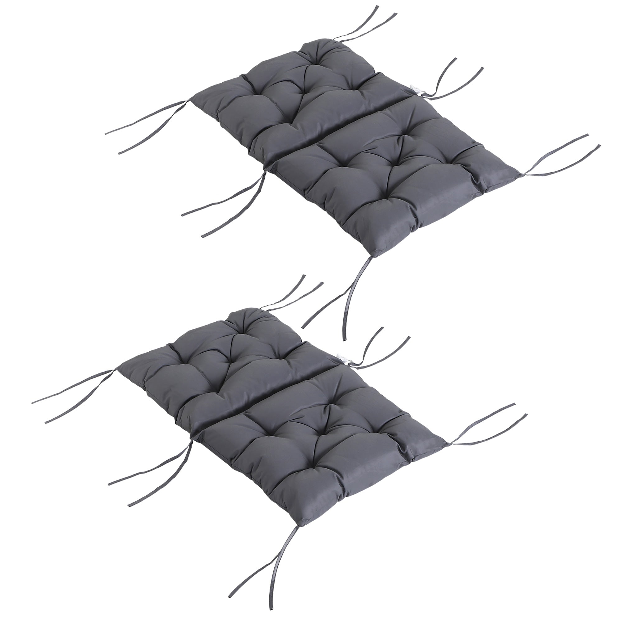 Sæt Med 2 Siddehynder, 98 Cm X 50 Cm X 8 Cm Stolehynder Med Bånd, Vaskbare Ergonomiske Siddehynder Til Hjemmet, Haven, Sofaen, Grå Black Friday Aosom Tilbud