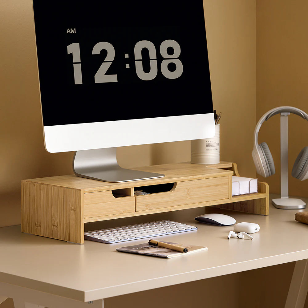 Elegant Ergonomisk Skærmstander med Skuffe – Black Friday!