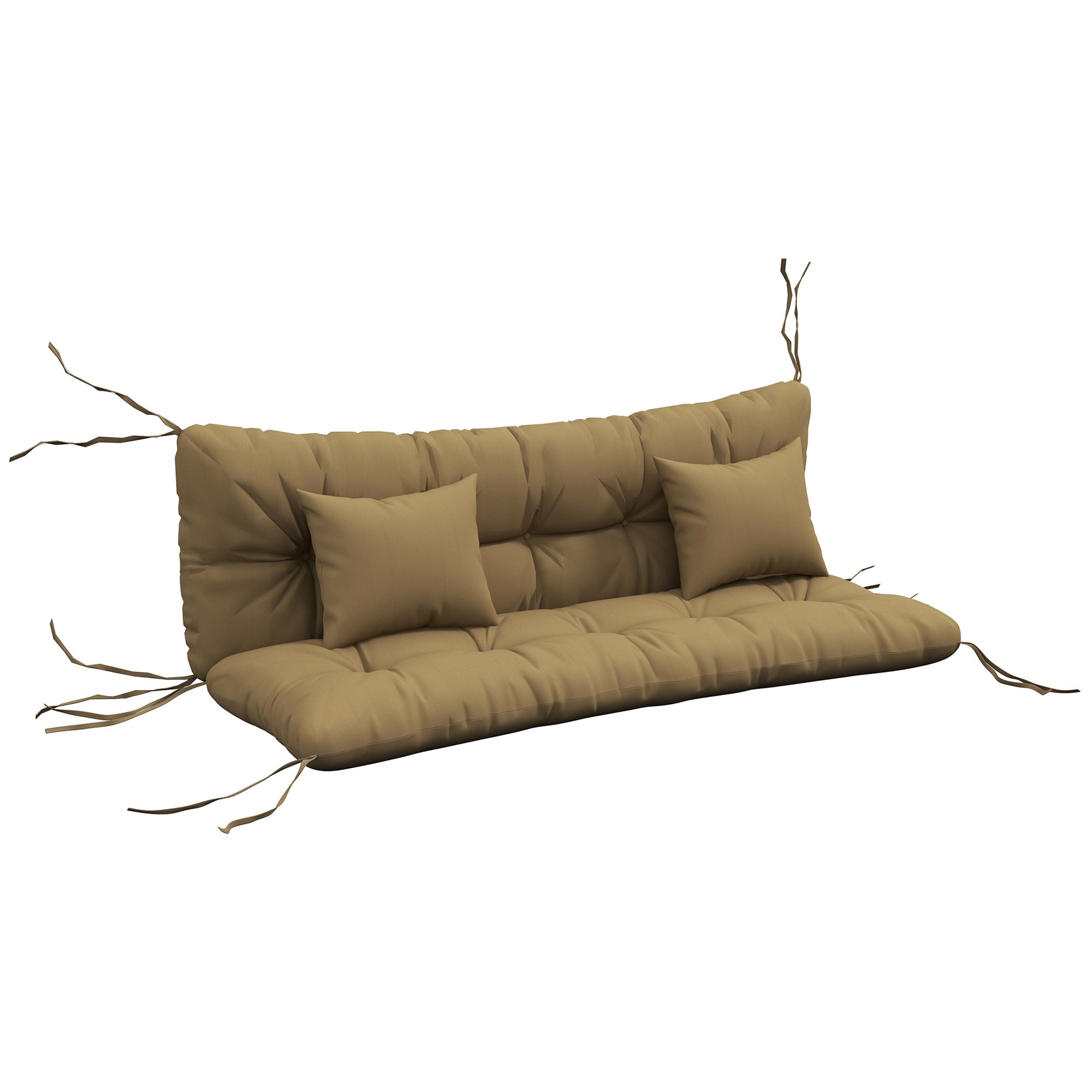 Sæt Med 4 Siddehynder, 150x50 Cm, Vandafvisende Stolehynder Med Bånd, 10 Cm Tykke, Brun Black Friday Aosom Tilbud