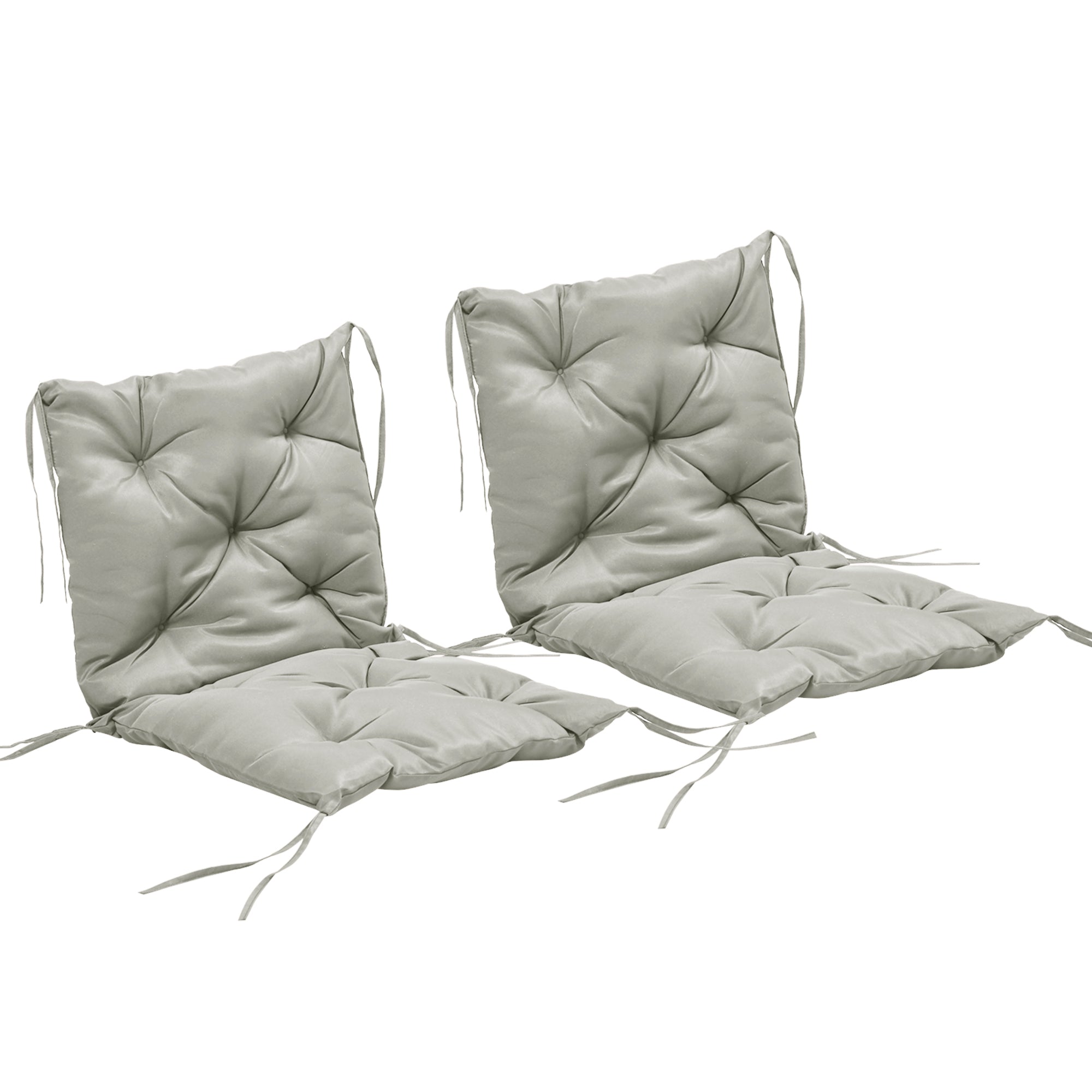 Sæt Med 2 Siddehynder, 98 X 50 Cm Stolehynder Med Bånd, Stofbetræk, 8 Cm Tykke, Lysegrå Black Friday Aosom Tilbud