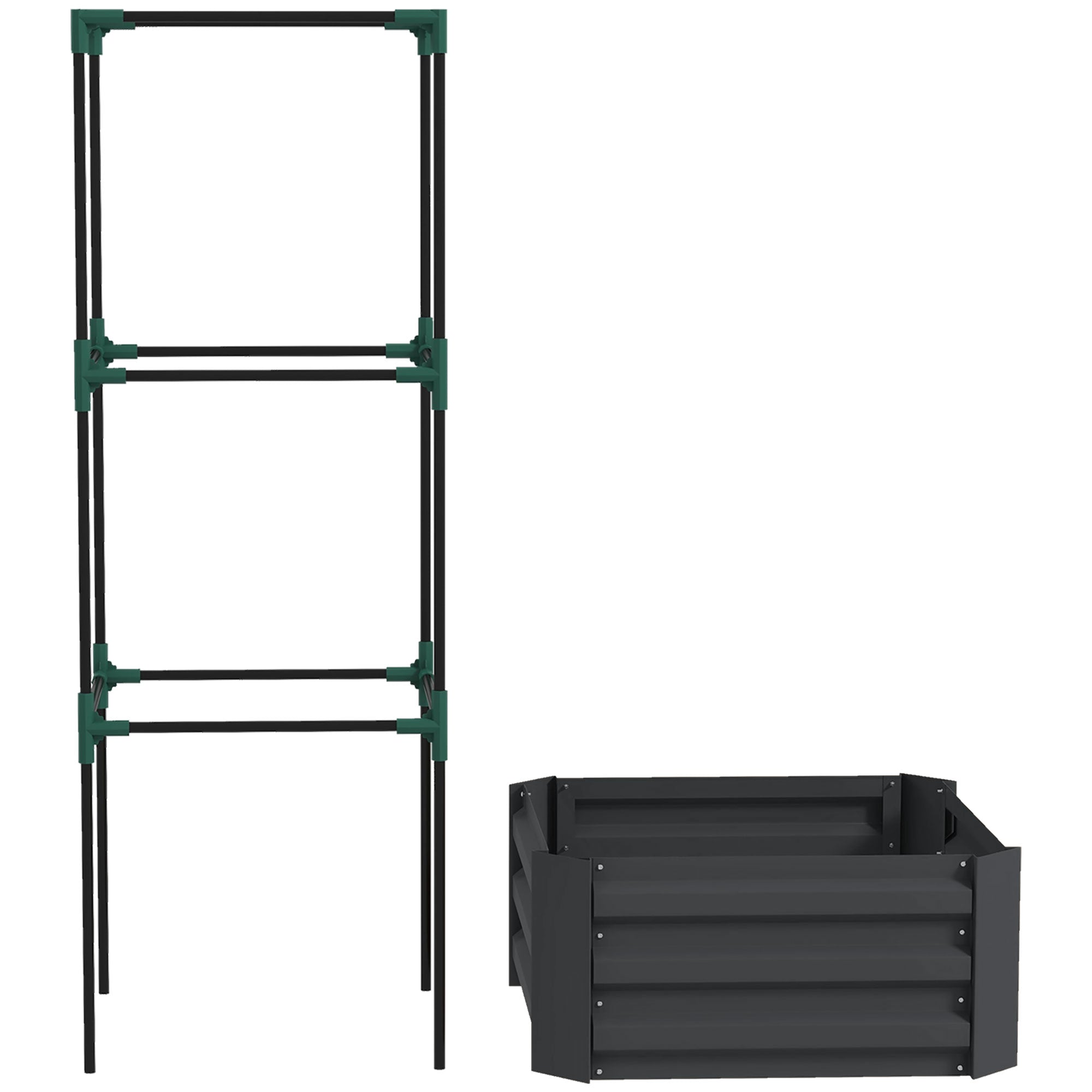 Højbed Med Espalier, Plantekasse Med Klatrehjælp, åben Bund, Vejrbestandig, 61 Cm X 61 Cm X 140 Cm, Mørkegrå Black Friday Aosom Tilbud