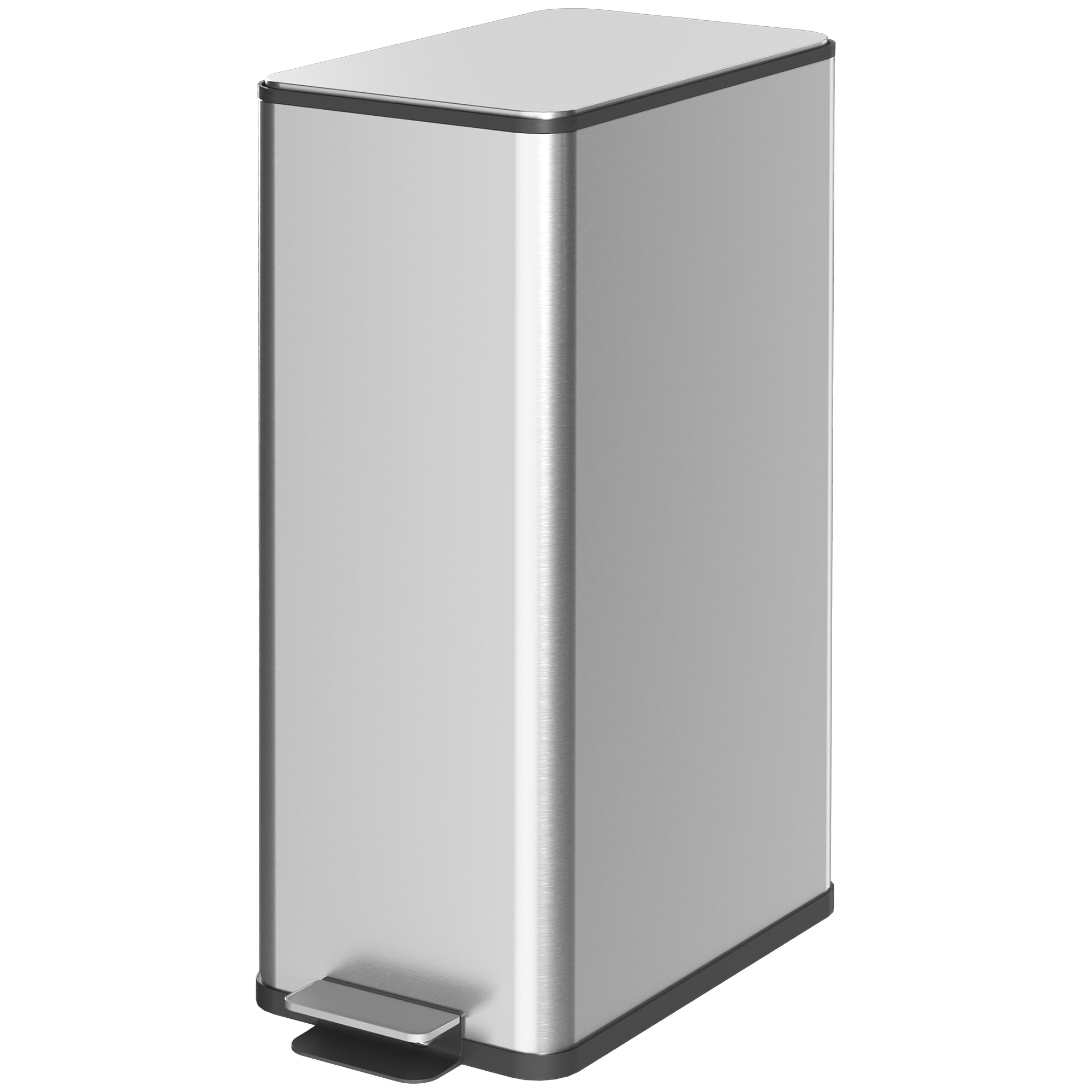 Skraldespand 20l, Soft Close Låg, Deodorantrum, Fingeraftrykssikker, Rustfrit Stål, Sølv Black Friday Aosom Tilbud