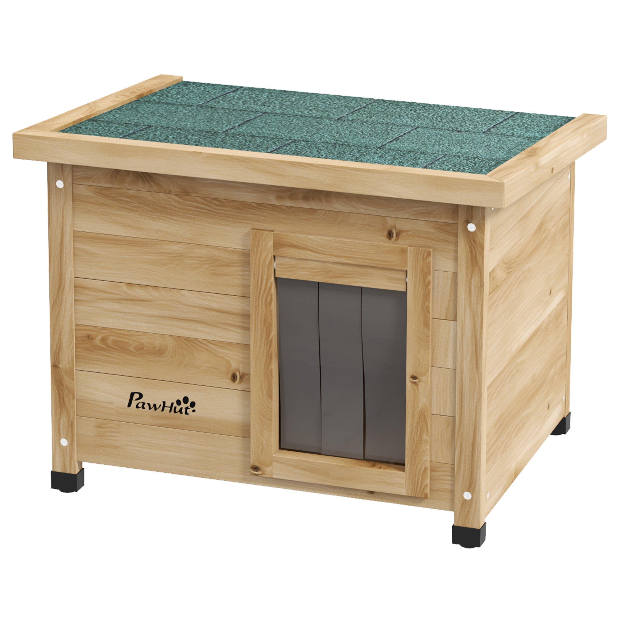 Kattehus, Kattehytte, Kattehule, Vejrbestandig, Egnet Til Katte Op Til 6 Kg, 57 Cm X 45 Cm X 43 Cm, Naturlig Black Friday Aosom Tilbud