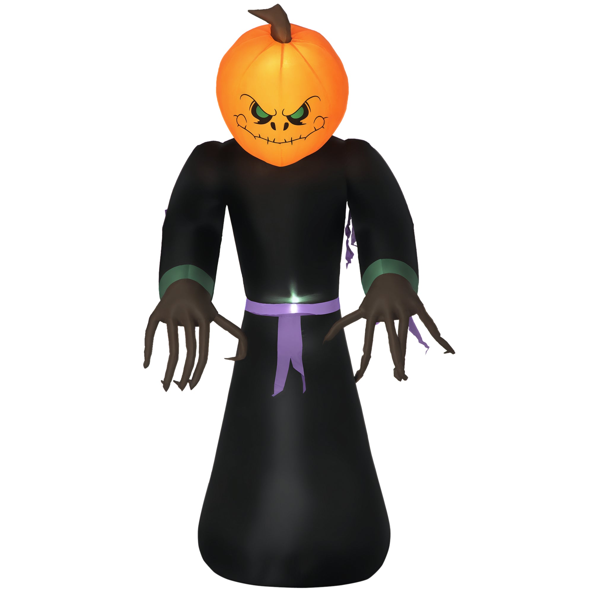 210 Cm Oppustelig Græskarspøgelse, Halloween Gyserdekoration Med Led Belysning, Vandtæt Oppustelig Figur, Polyester, Til Indendørs Og Udendørs Brug Black Friday Arkswift Tilbud