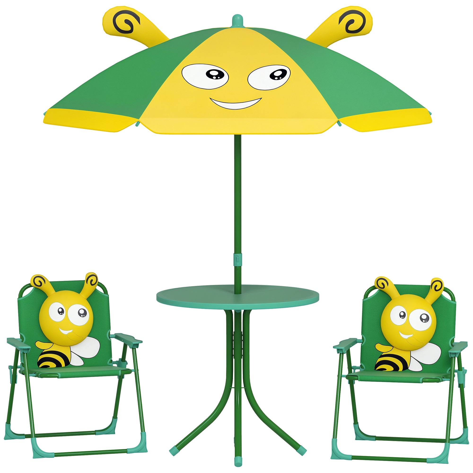 Børnehavemøbelsæt, Stole, Bord, Parasol, Bi Design, Grøn Og Gul Black Friday Arkswift Tilbud