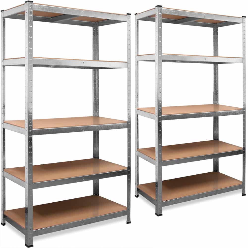 Lagerreol X 2 Stk   170x75x30 Cm, Galvaniseret, 350 Kg Black Friday Deuba Tilbud
