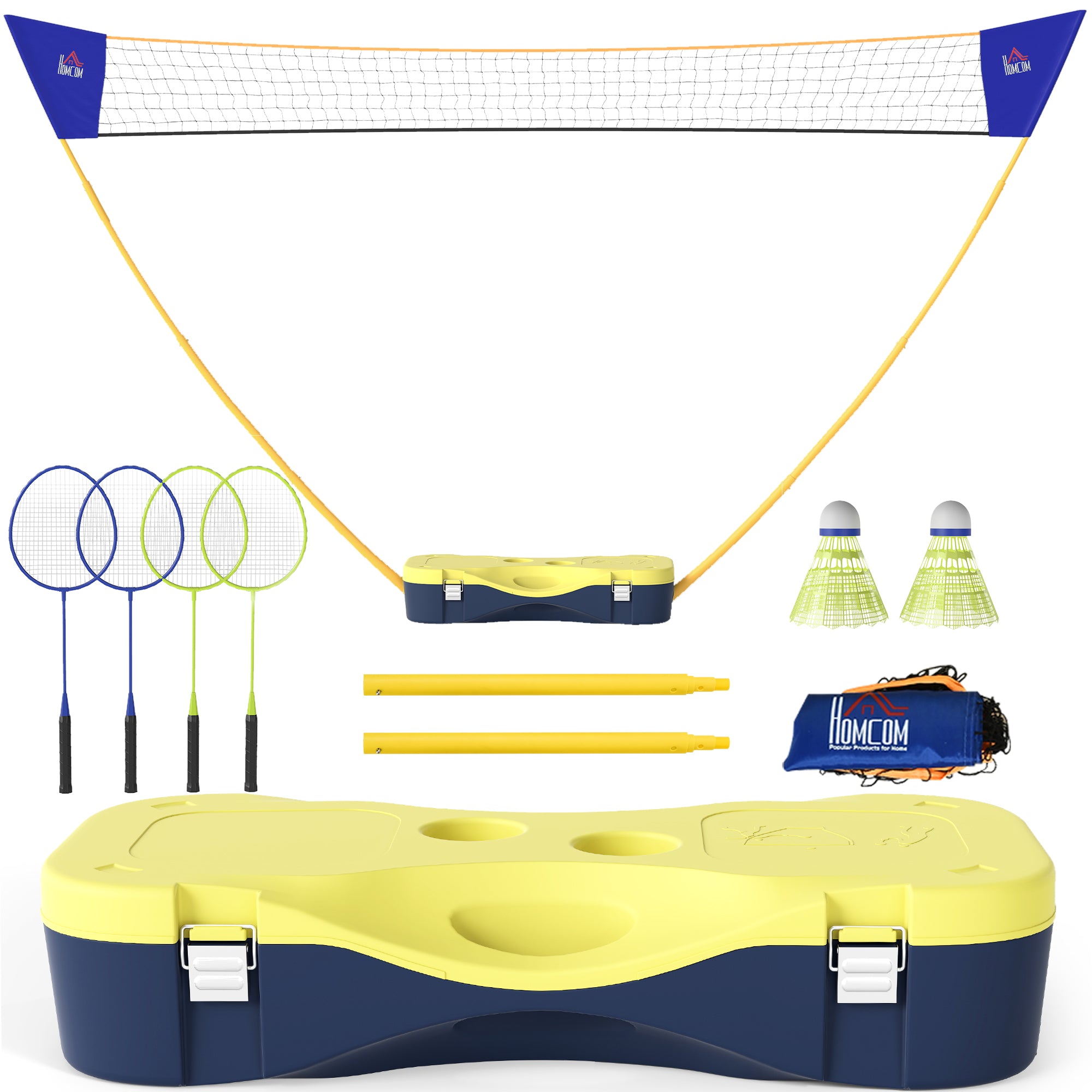 Bærbart Badmintonnetsæt Med 9,5x5 Fod Net, Foldbart Badmintonnet Med 2 Fjerbolde, 2 Badmintonketchere Og 1 Kuffert, Til Indendørs Udendørs, Strand, Baghave Black Friday Arkswift Tilbud