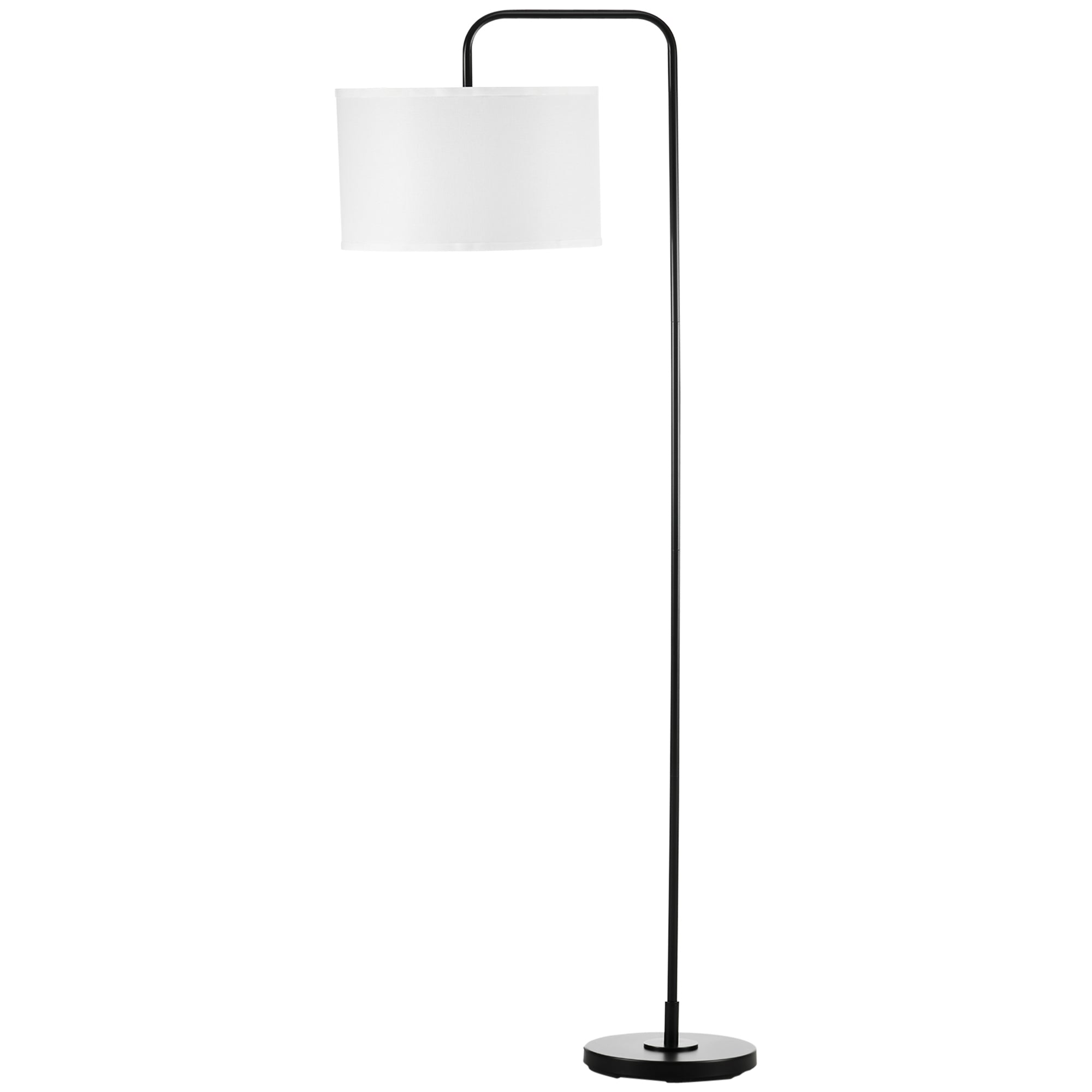 Gulvlampe Med Fodkontakt, Gulvlampe Med Stofskærm, Stål, Hvid Black Friday Aosom Tilbud