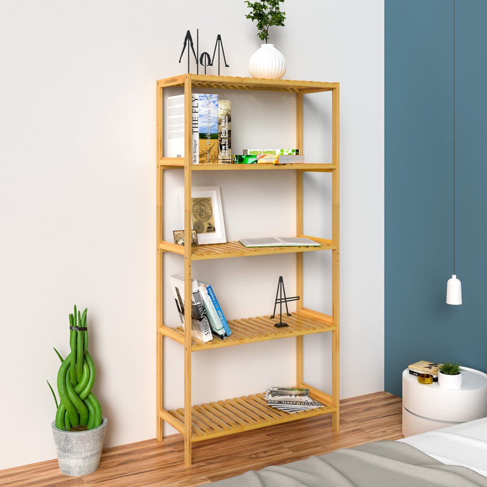 Bambusreol Med 5 Hylder, 130x60x26 Cm Black Friday Deuba Tilbud