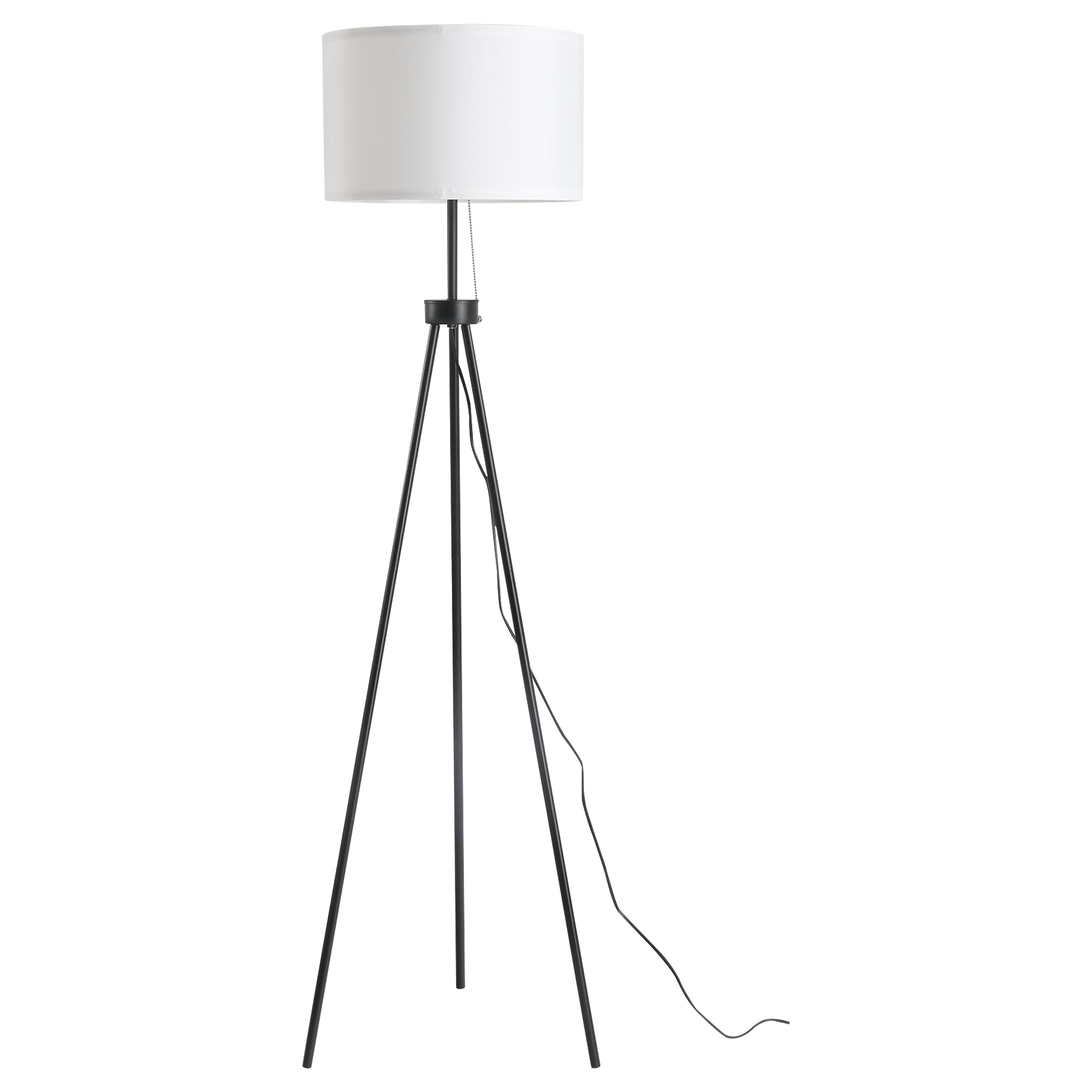 Gulvlampe E27, Stål+polyester, 37x37x152cm (sort+hvid) Black Friday Aosom Tilbud