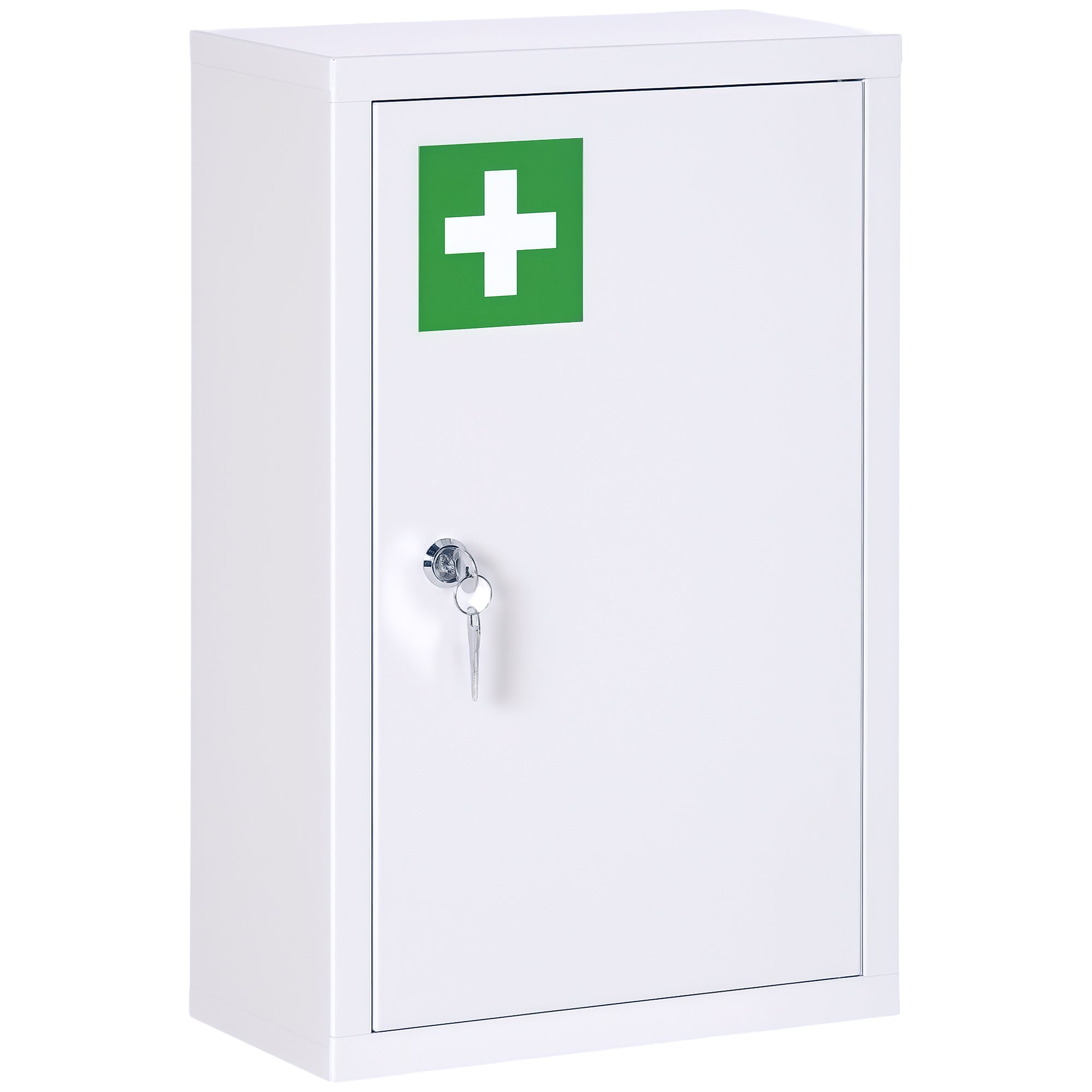 Kleankin Medicinskab, 3 Rum, Aflåselig Dør, Robust Stålkabinet, Hvid, 30 X 14 X 46 Cm Black Friday Aosom Tilbud