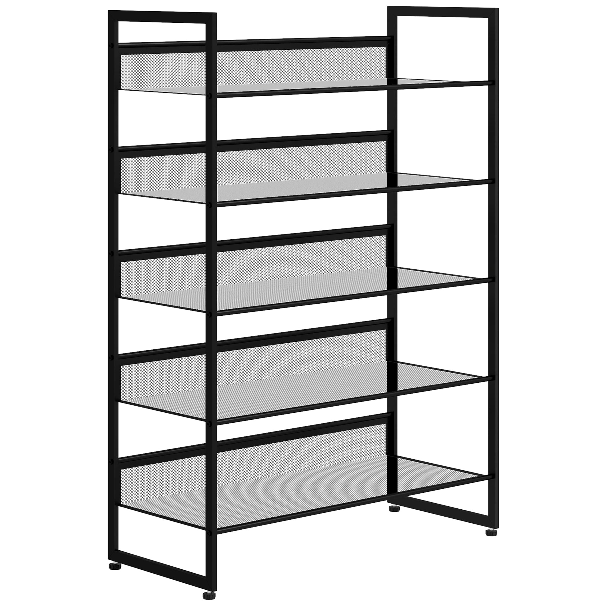 Lille Skoreol, Høj, Smal, 5 Hylder, 72 Cm X 30 Cm X 102 Cm, Sort Black Friday Aosom Tilbud