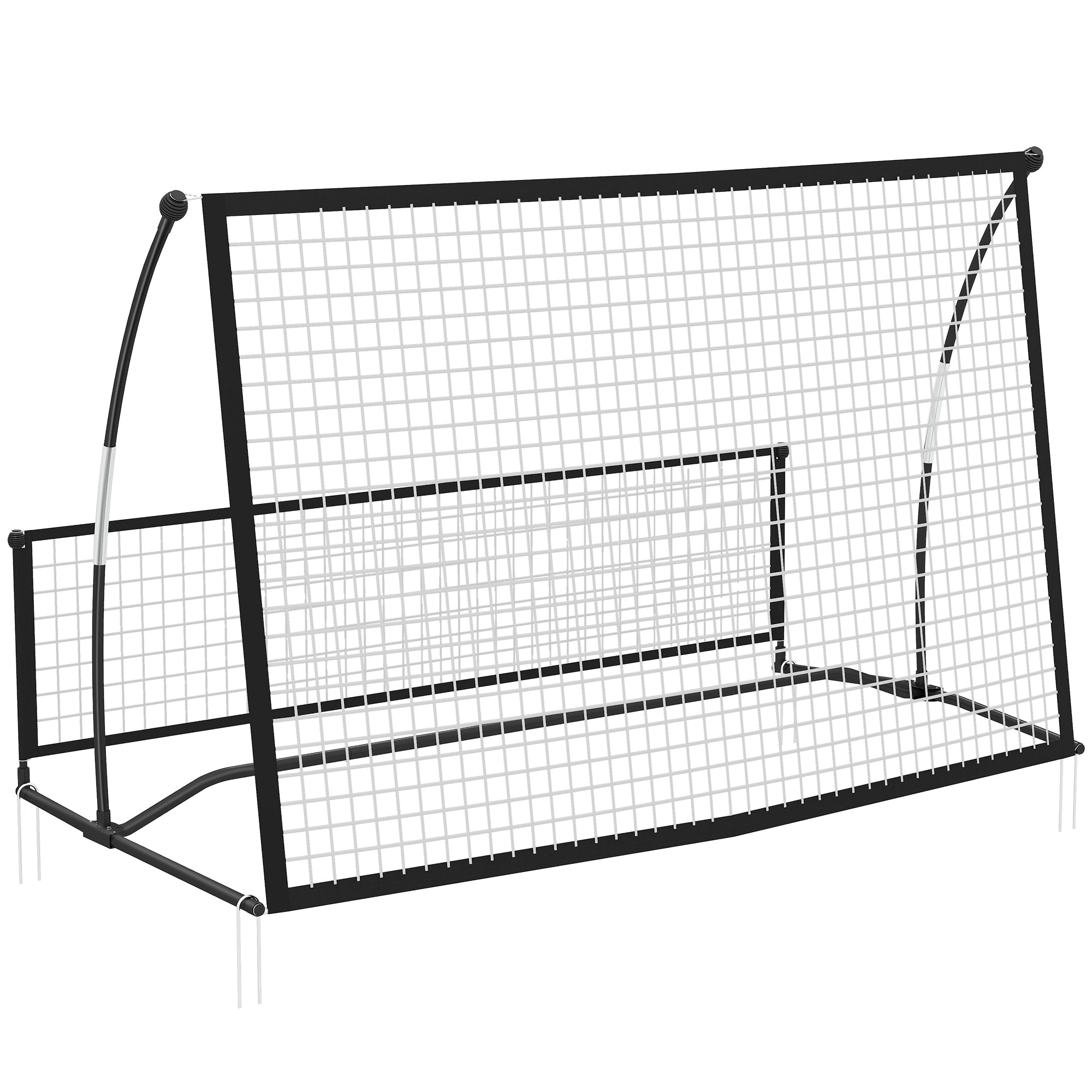 Fodboldrebounder, 2 I 1 Dobbeltsidet Foldbar Slagvæg Med Reboundnet, 200 X 94 Cm, Sort Black Friday Arkswift Tilbud