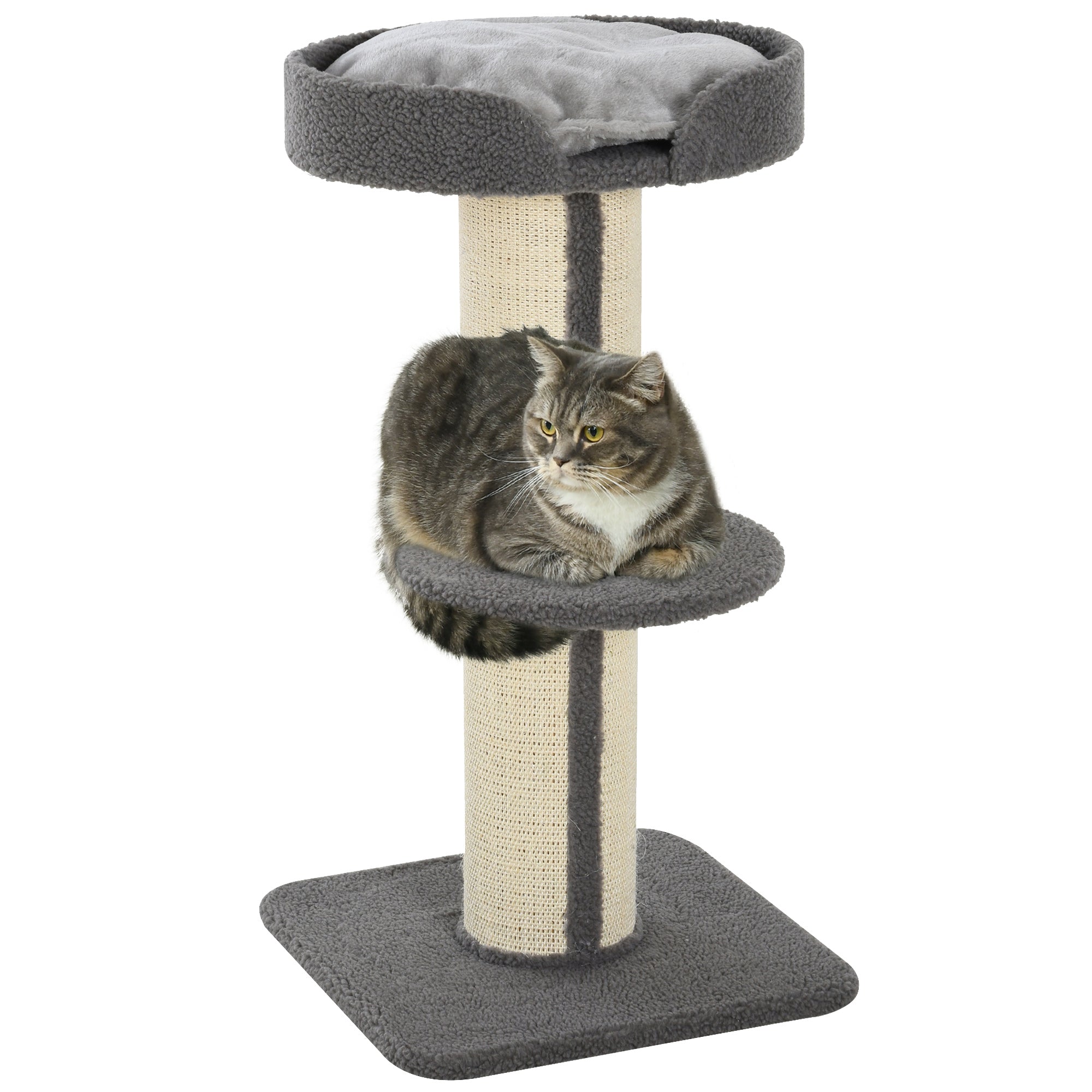 Kradsetræ 91 Cm Kattetårn Med Sisalstolper, Platform, Hynde, Kradsetræ I Flere Niveauer, Klatretræ, Til Mellemstore Katte, Grå Black Friday Aosom Tilbud