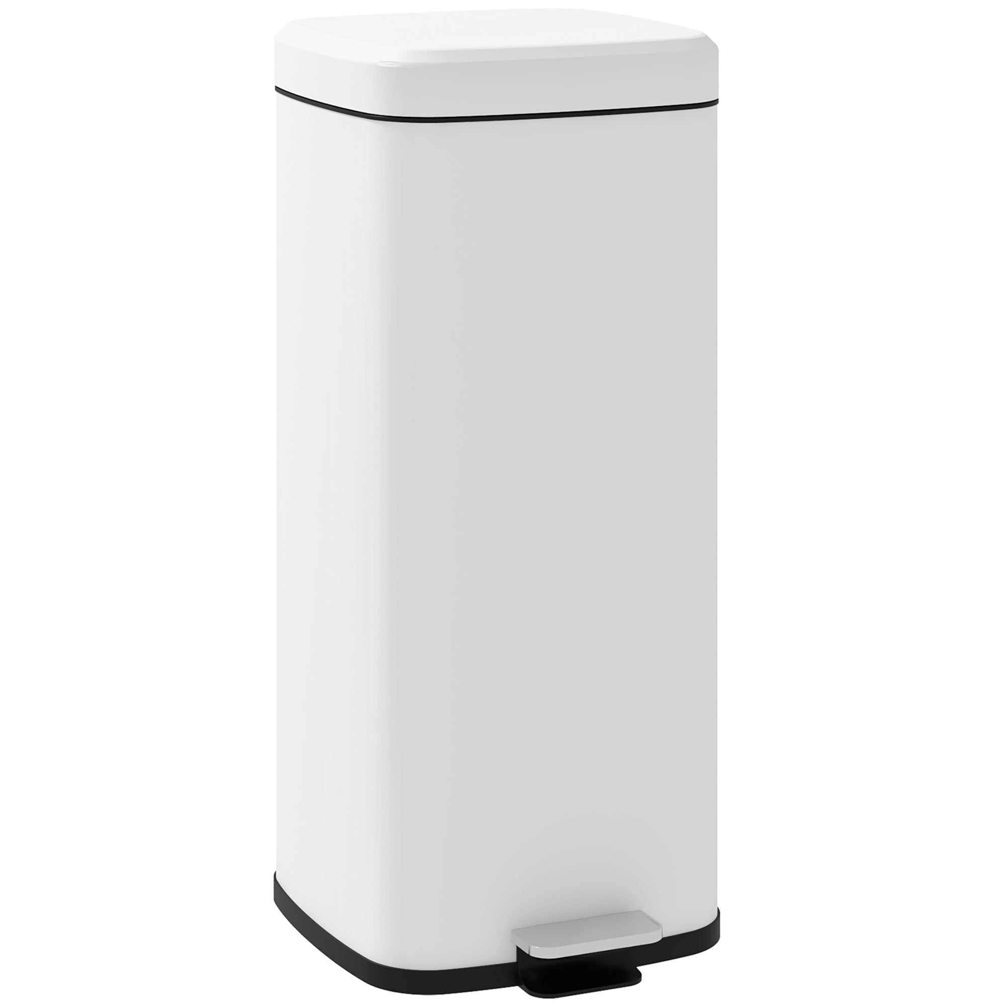 30l Affaldsbeholder, Soft Close Låg, Fingeraftrykssikker, Fodpedal, Metal Plast, 28x35x63,5 Cm, Hvid Black Friday Arkswift Tilbud