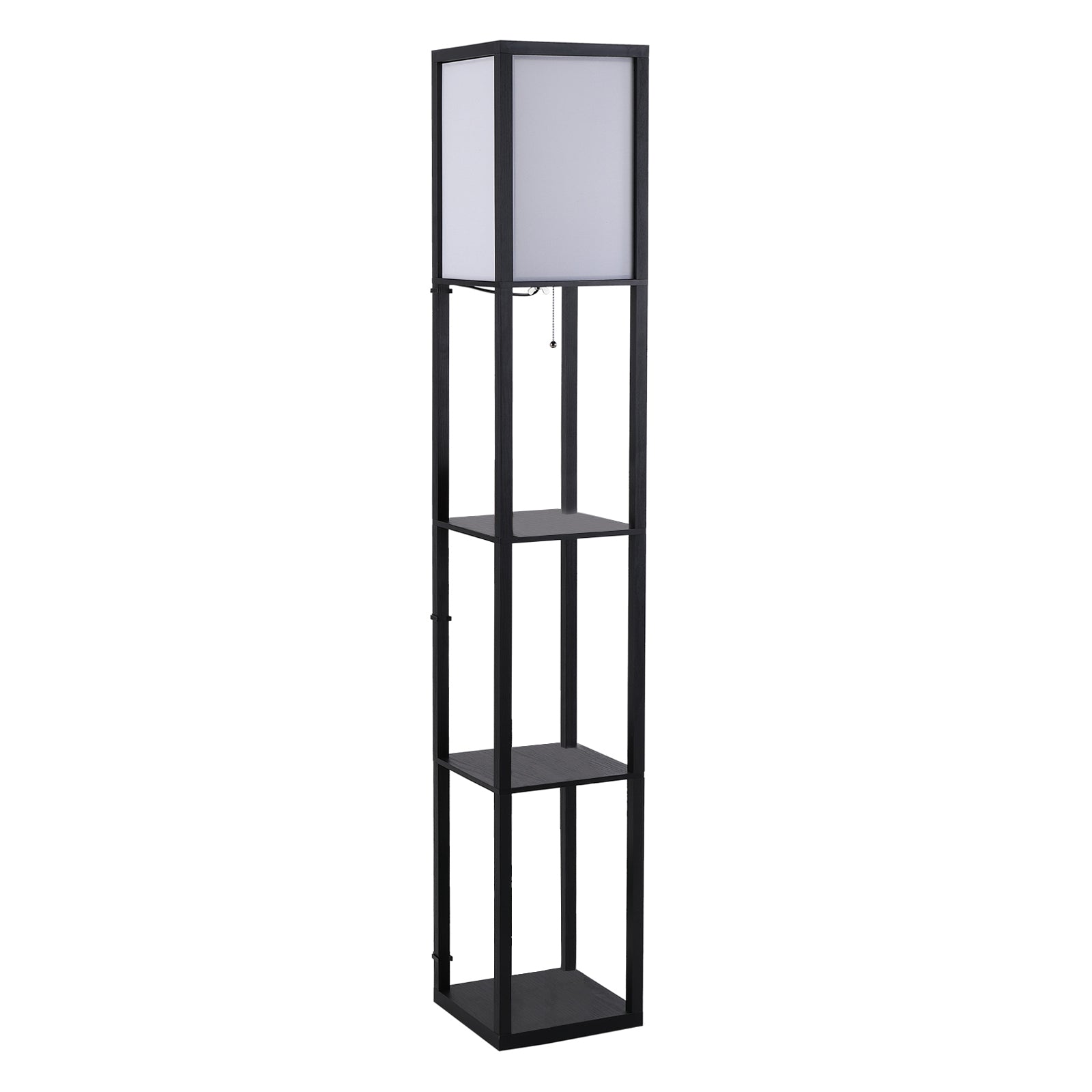 Gulvlampe Med Hylder, Gulvlampe, Træ, 26 X 26 X 160 Cm, Til Stue Soveværelse (uden Pære) Black Friday Aosom Tilbud