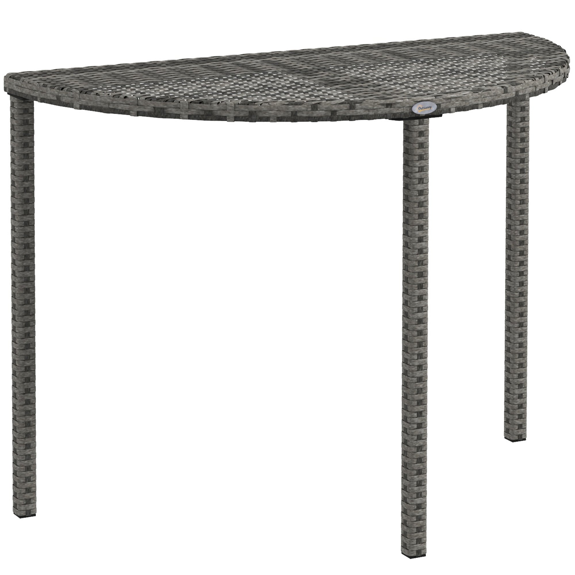 Balkonbord, Halvrundt, Polyrattan Og Metal, 100x50x74 Cm, Grå Black Friday Arkswift Tilbud
