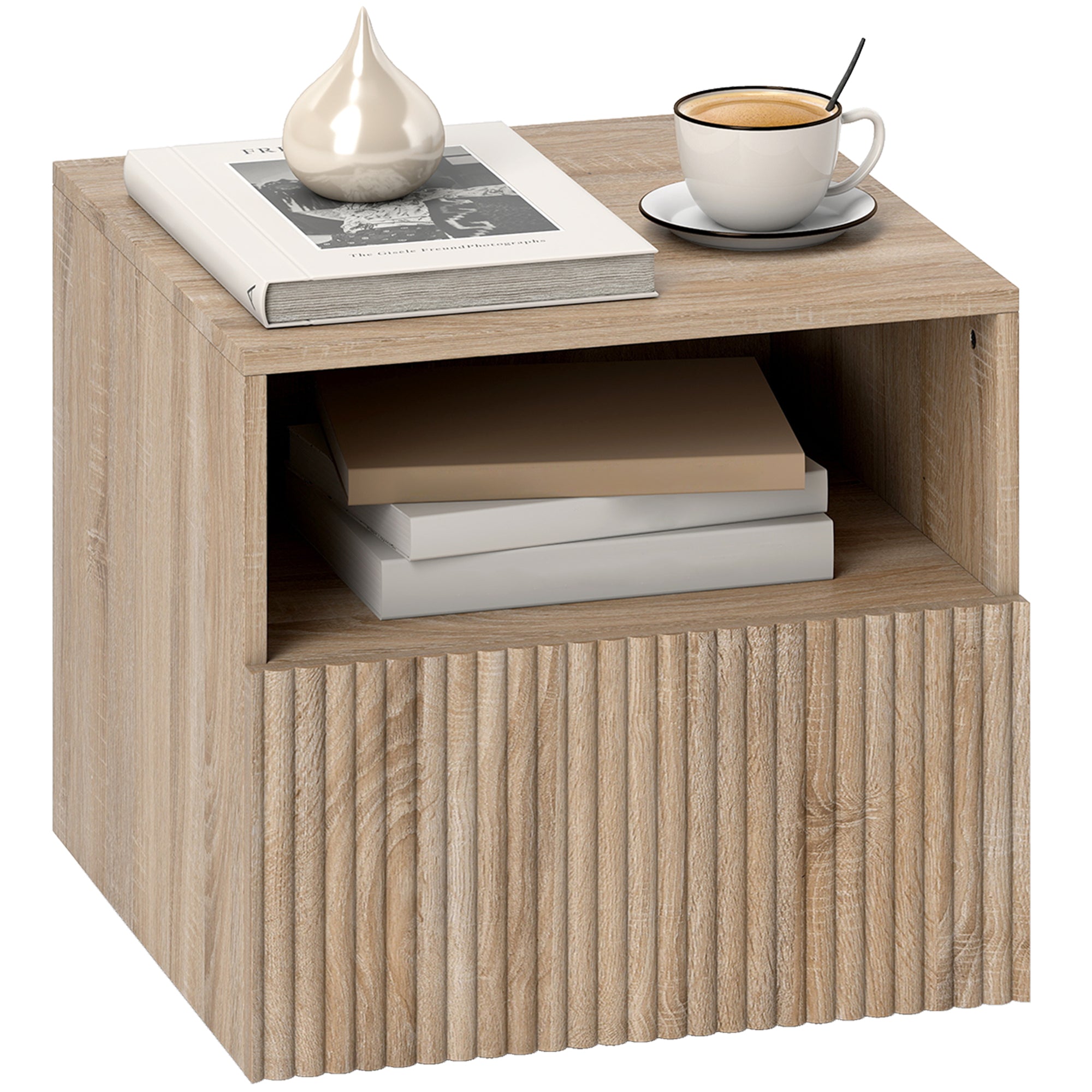 Natbord, Grebsløst Design, åbent Rum, Skuffe, Vægmonteret, Lysebrun Black Friday Arkswift Tilbud