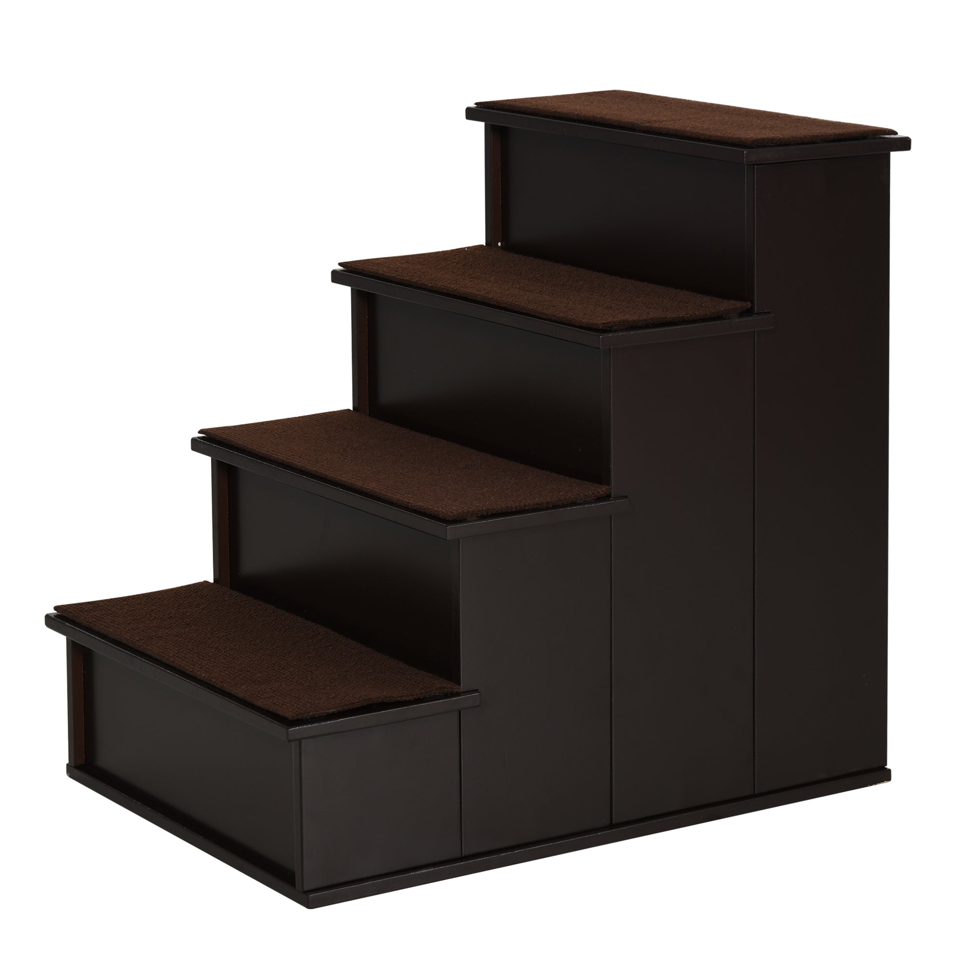 Kæledyrstrappe, Til Hunde Katte, 4 Trins, Kort Plys, Op Til 30 Kg, 40 X 59 X 54,2 Cm, Mørkebrun Black Friday Aosom Tilbud