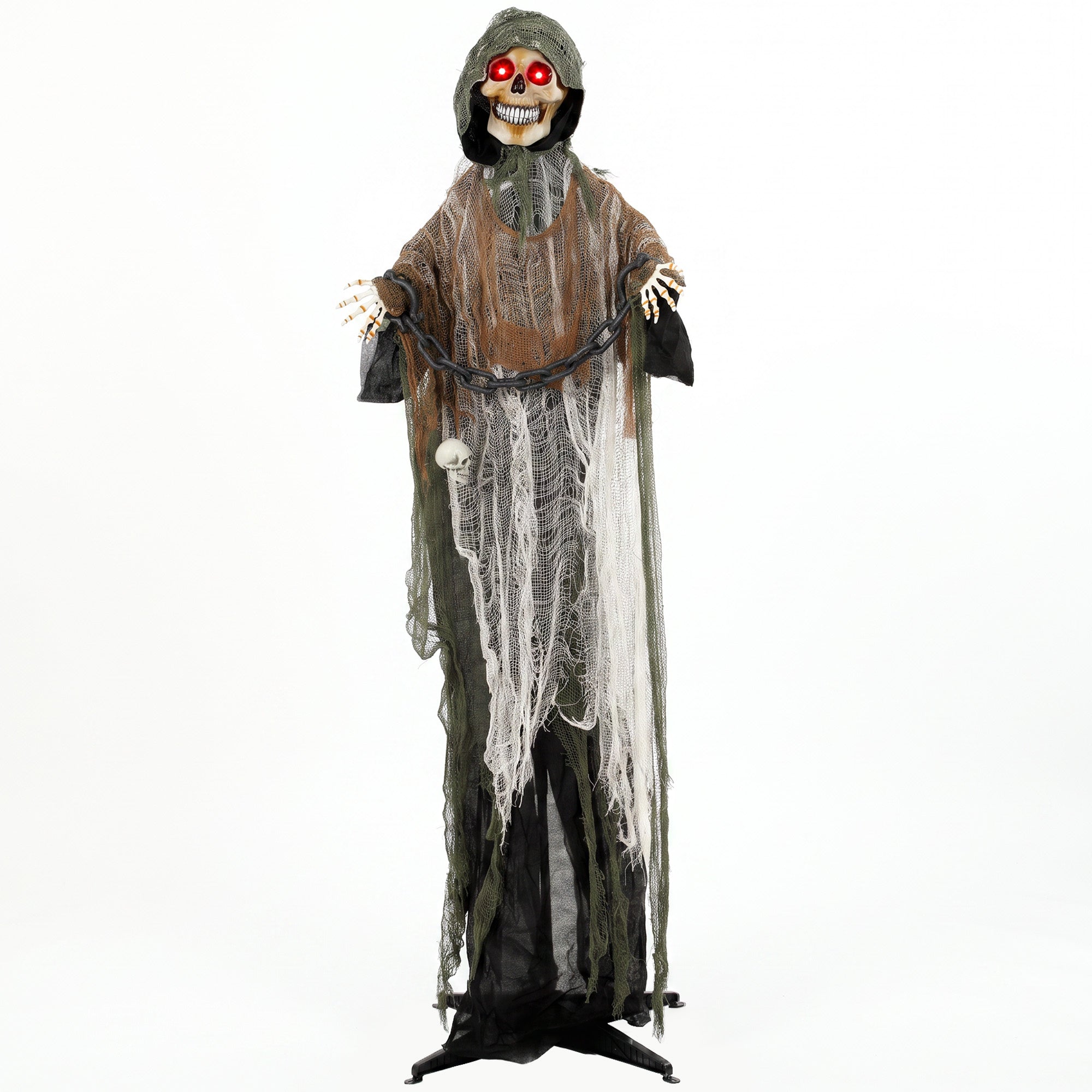 Animeret Grim Reaper, 170 Cm, Halloween Animatronic I Naturlig Størrelse Med Bevægelige Hænder Hoved, Lysende øjne Og Uhyggelig Lyd. Black Friday Arkswift Tilbud