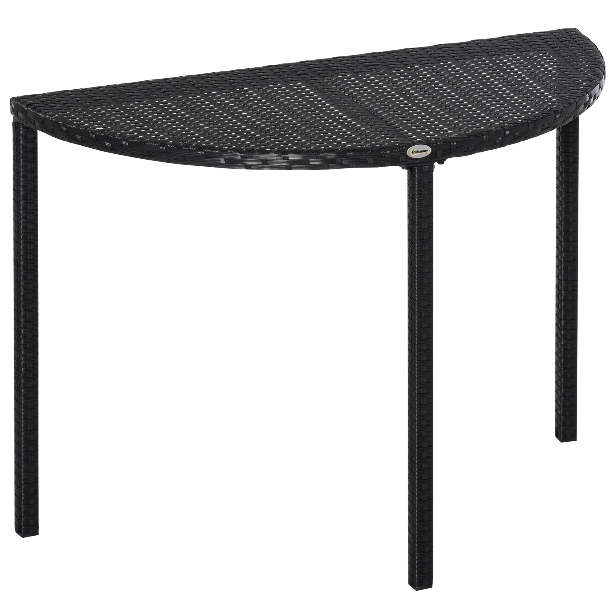 Balkonbord, Havesidebord, Havemøbler, Halvrundt, Polyrattan, Metal, Sort, 100 X 50 X 74 Cm Black Friday Arkswift Tilbud