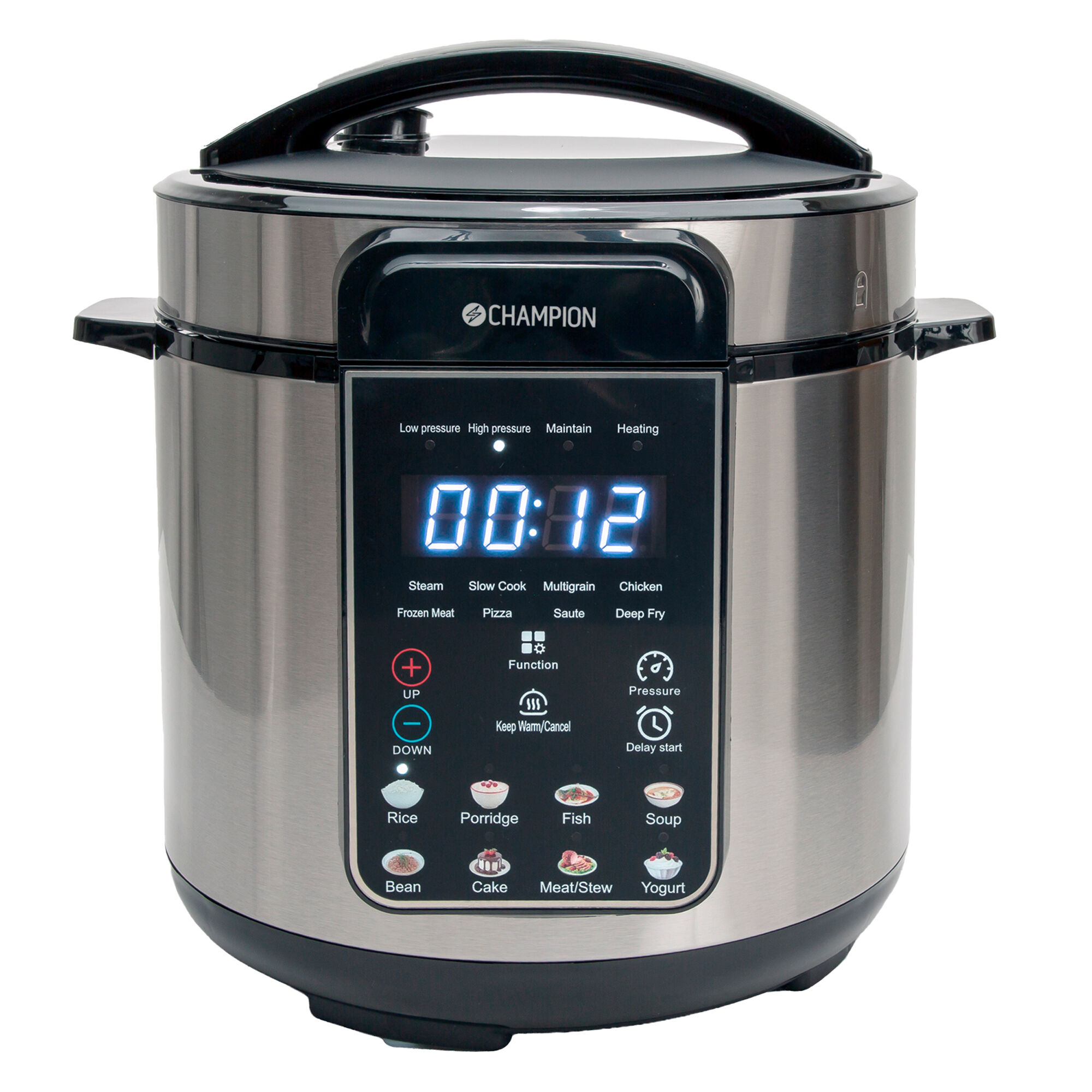Multicooker Trykkoger Med Keramisk Belægning, 16 I 1, 6 Liter Black Friday Champion Tilbud