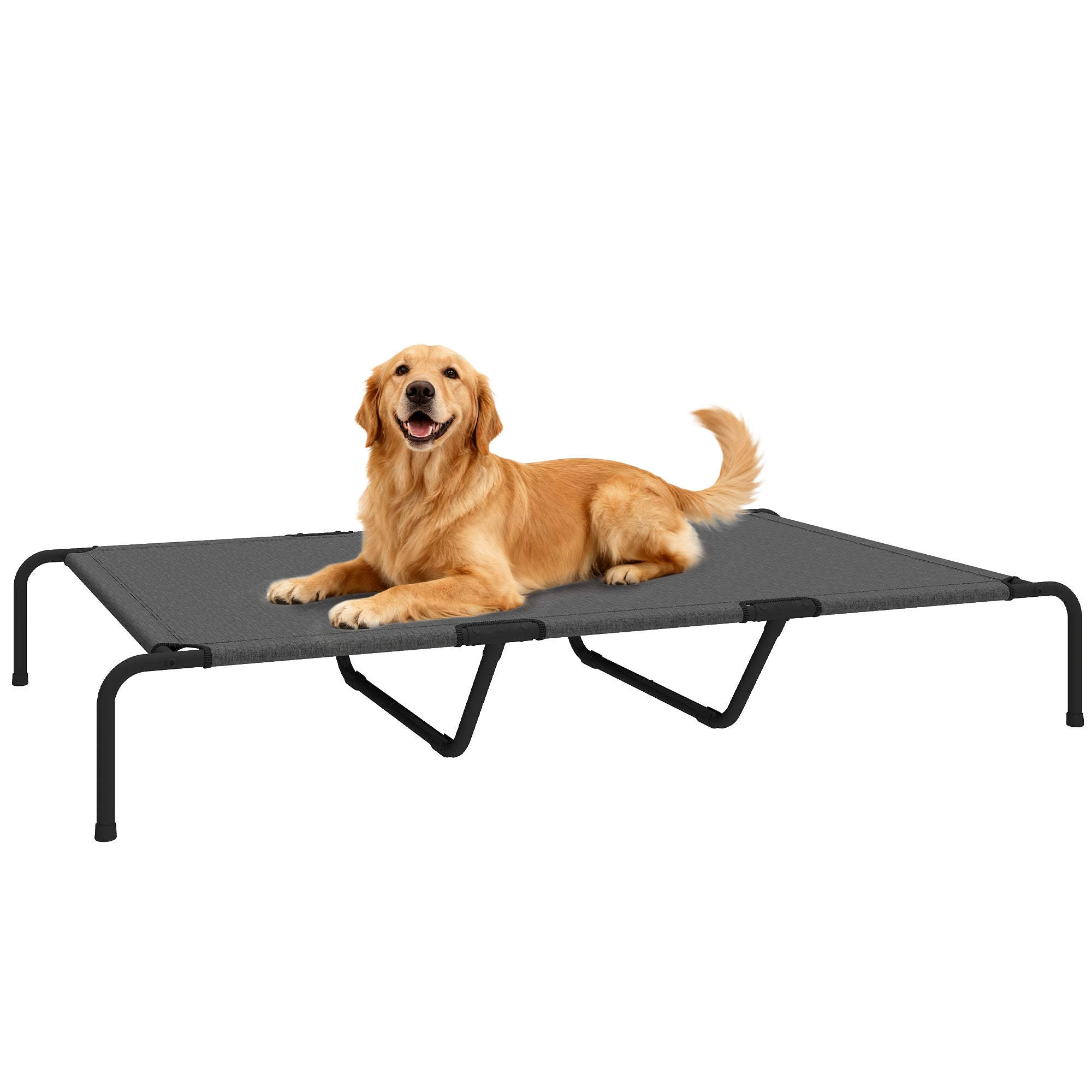 Udendørs Hundeseng, Hævet Hundeseng Til Store Hunde, Med Vaskbar Netramme I Stål, 152 X 94 X 23 Cm, Grå Black Friday Arkswift Tilbud