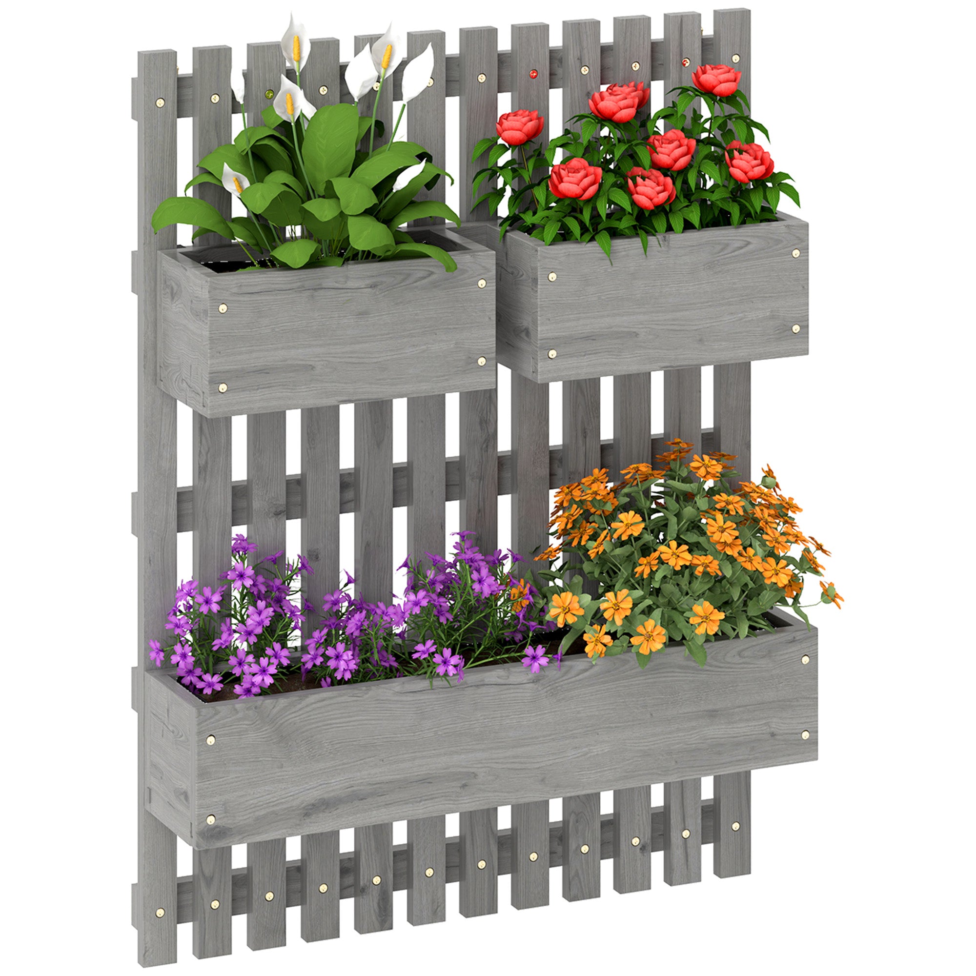 Blomsterkassesæt, Vægmonteret, Frit Flytbar, Massivt Træ, 60 X 16 X 80 Cm Black Friday Arkswift Tilbud