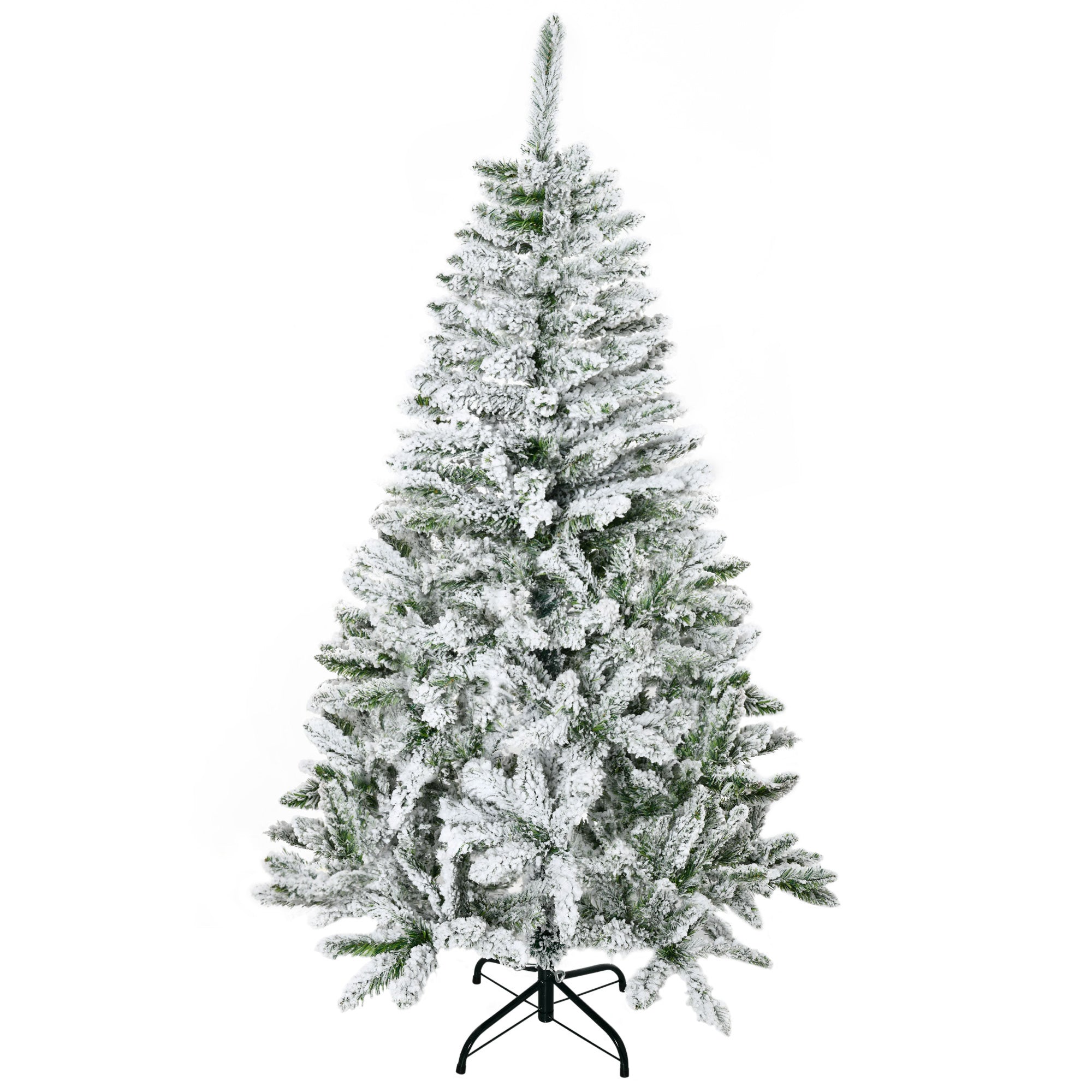 Kunstigt Juletræ, Sne Effekt, Flammehæmmende, Hængslet Konstruktion, Grøn Hvid Black Friday Arkswift Tilbud