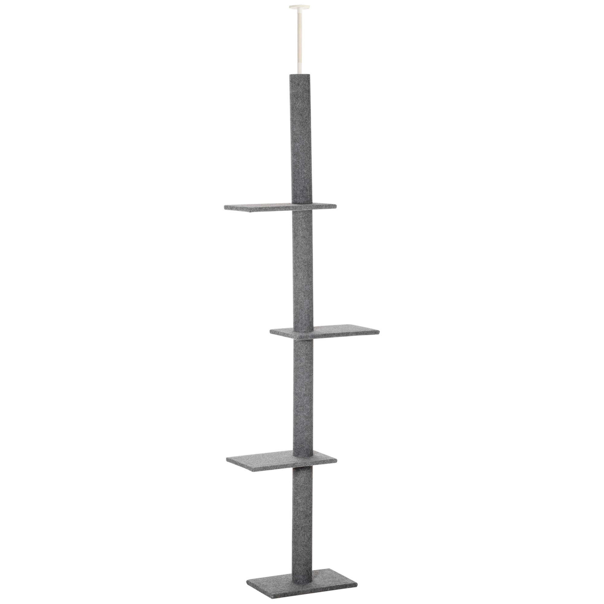 Lofthøjt Kradsetræ, 228 260 Cm Højt, Med Platforme, Kradsetræ I Flere Niveauer, Klatretræ Til Små Og Store Katte, Gråt Black Friday Arkswift Tilbud