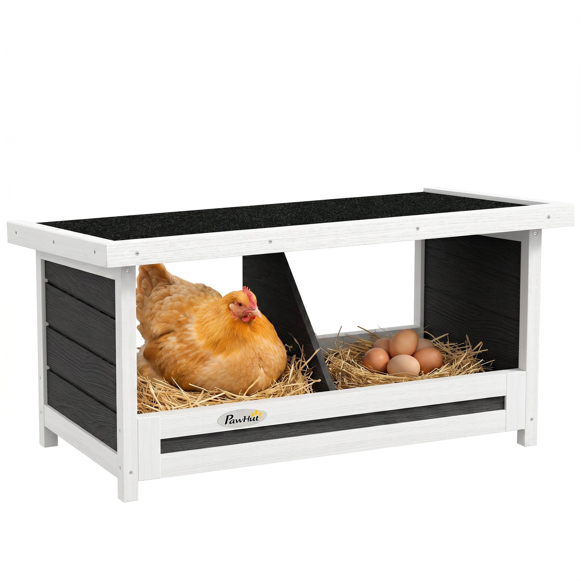 Kyllingeredekasse, Vejrbestandig, Asfalttag, 66 X 37 X 34 Cm, Naturlig + Sort Black Friday Arkswift Tilbud